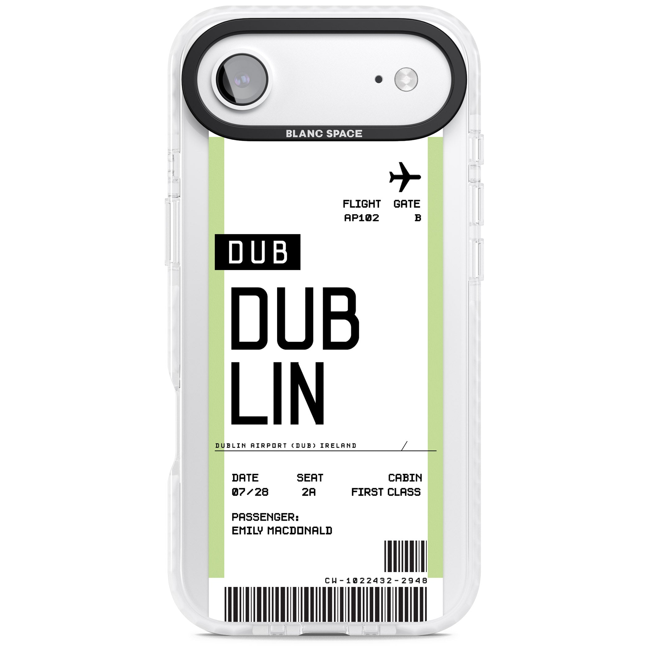 Personalised Dublin Boarding Pass iPhone 17 Air Impact Pro Clear Phone Case