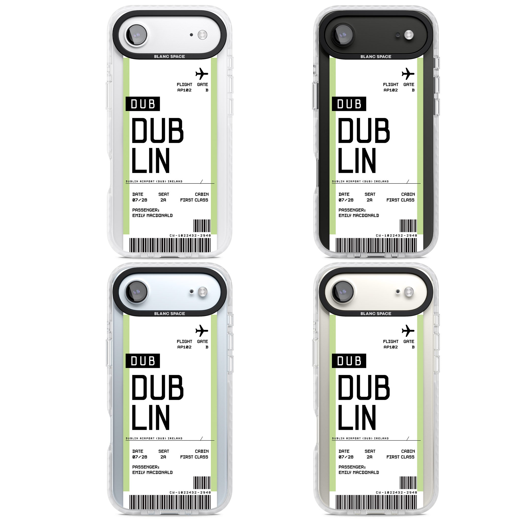 Personalised Dublin Boarding Pass iPhone 17 Air Impact Pro Clear Phone Case APT Impact Protection