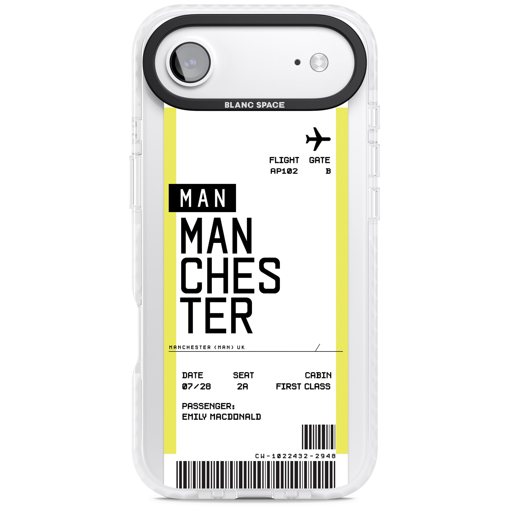 Personalised Manchester Boarding Pass iPhone 17 Air Impact Pro Clear Phone Case
