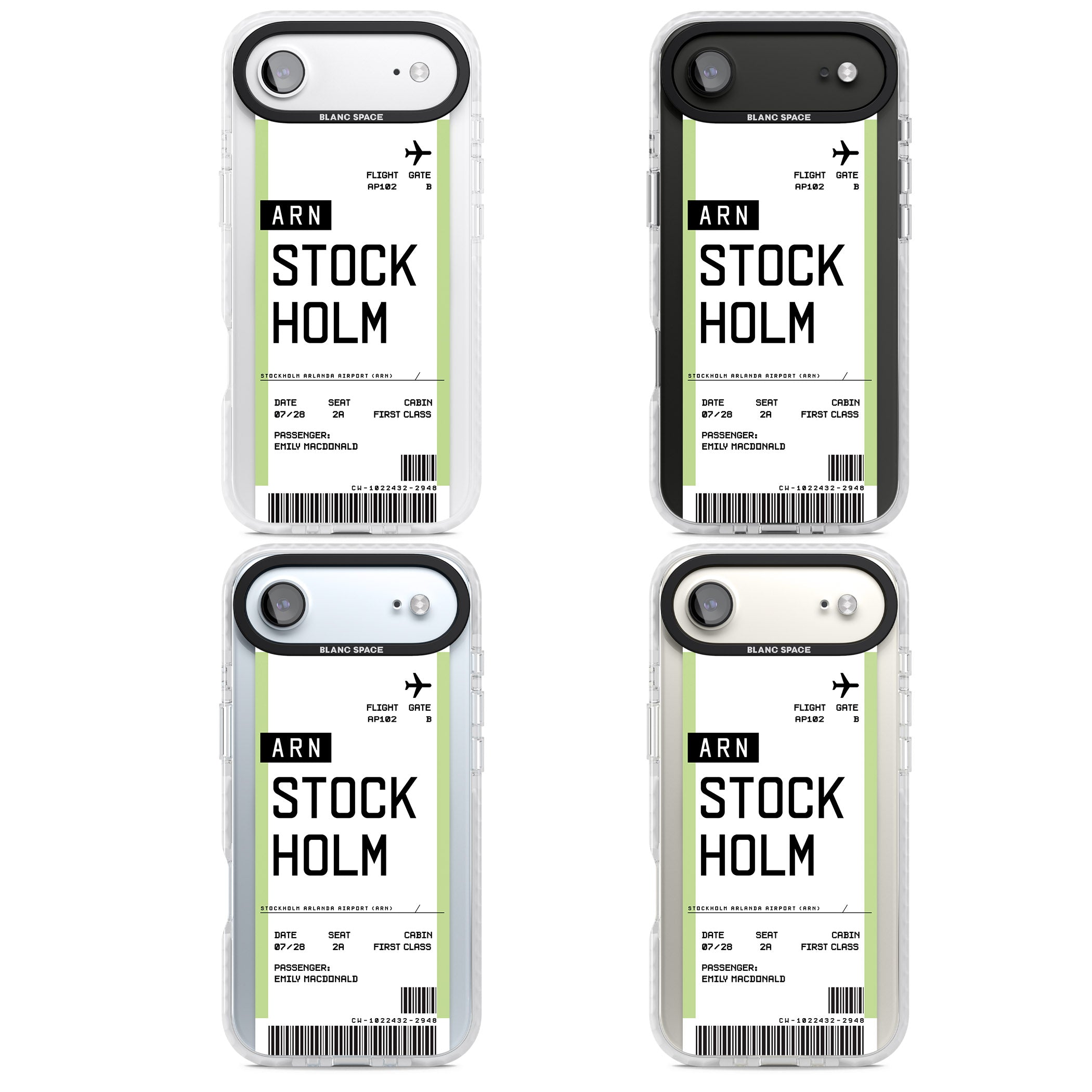 Personalised Stockholm Boarding Pass iPhone 17 Air Impact Pro Clear Phone Case APT Impact Protection