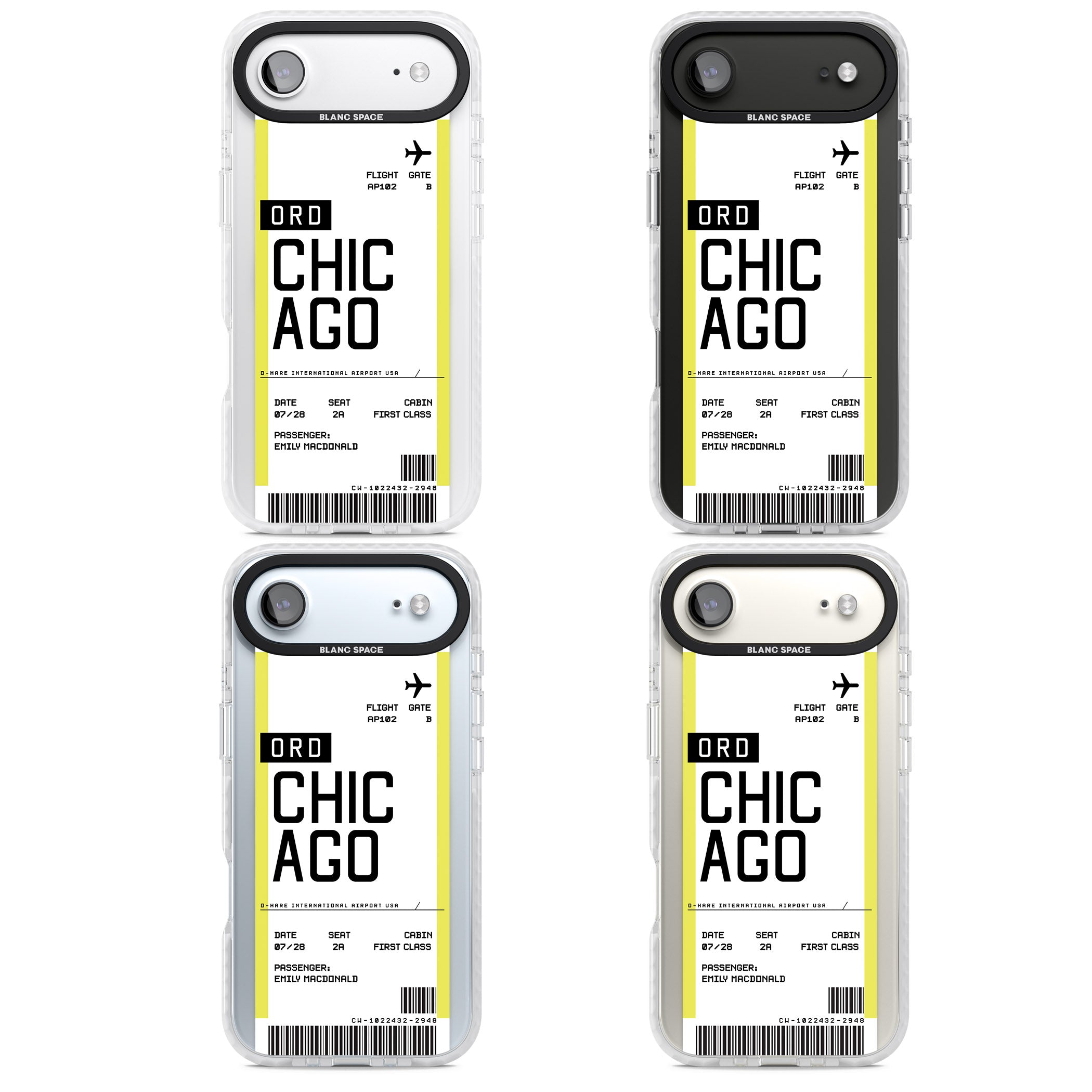 Personalised Chicago Boarding Pass iPhone 17 Air Impact Pro Clear Phone Case APT Impact Protection