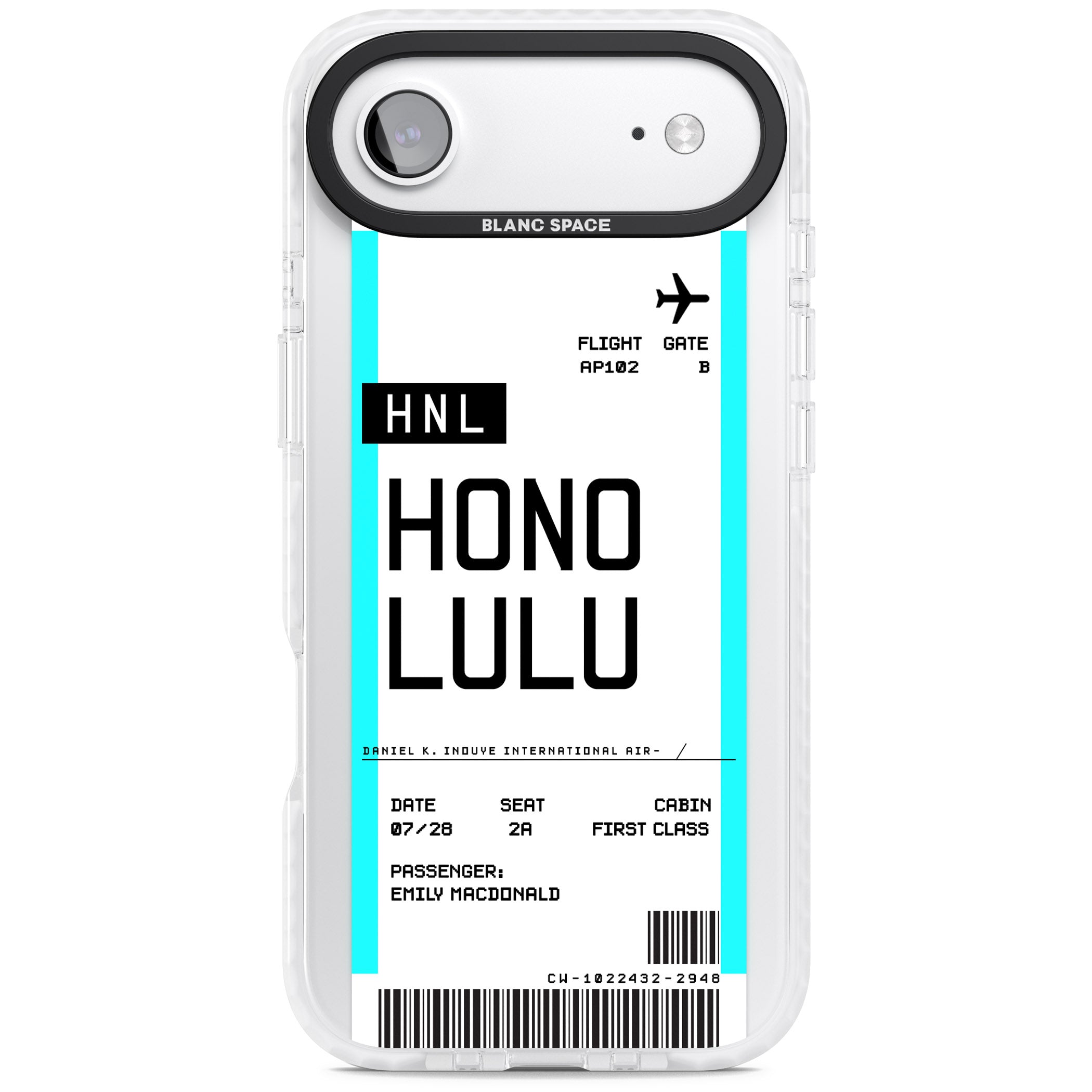 Personalised Honolulu Boarding Pass iPhone 17 Air Impact Pro Clear Phone Case
