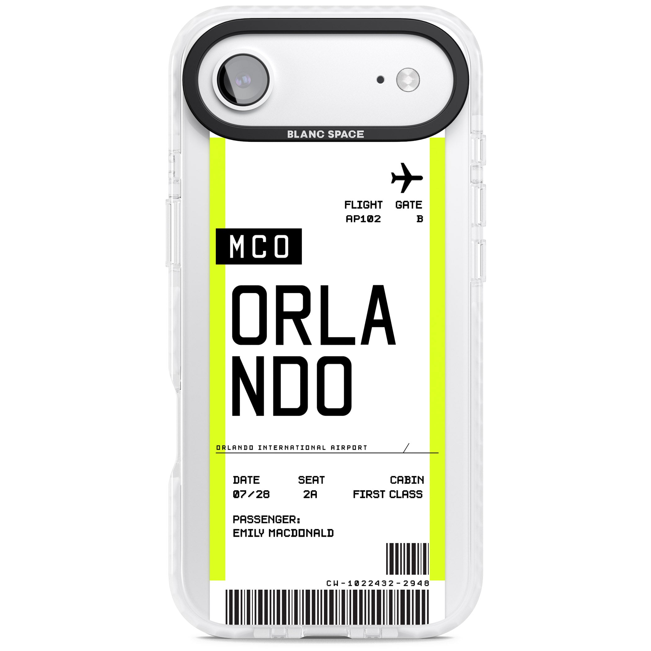 Personalised Orlando Boarding Pass iPhone 17 Air Impact Pro Clear Phone Case