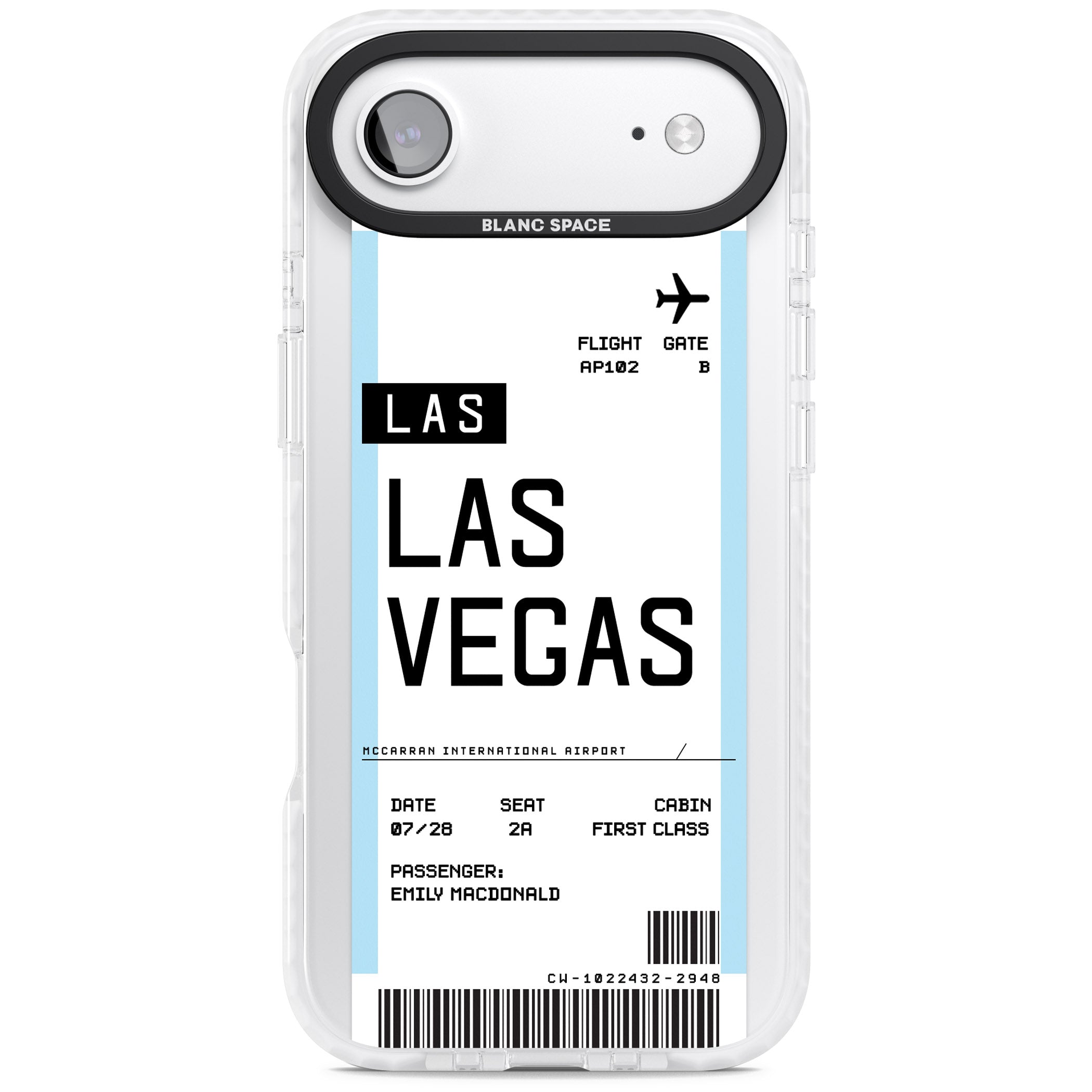 Personalised Las Vegas Boarding Pass iPhone 17 Air Impact Pro Clear Phone Case