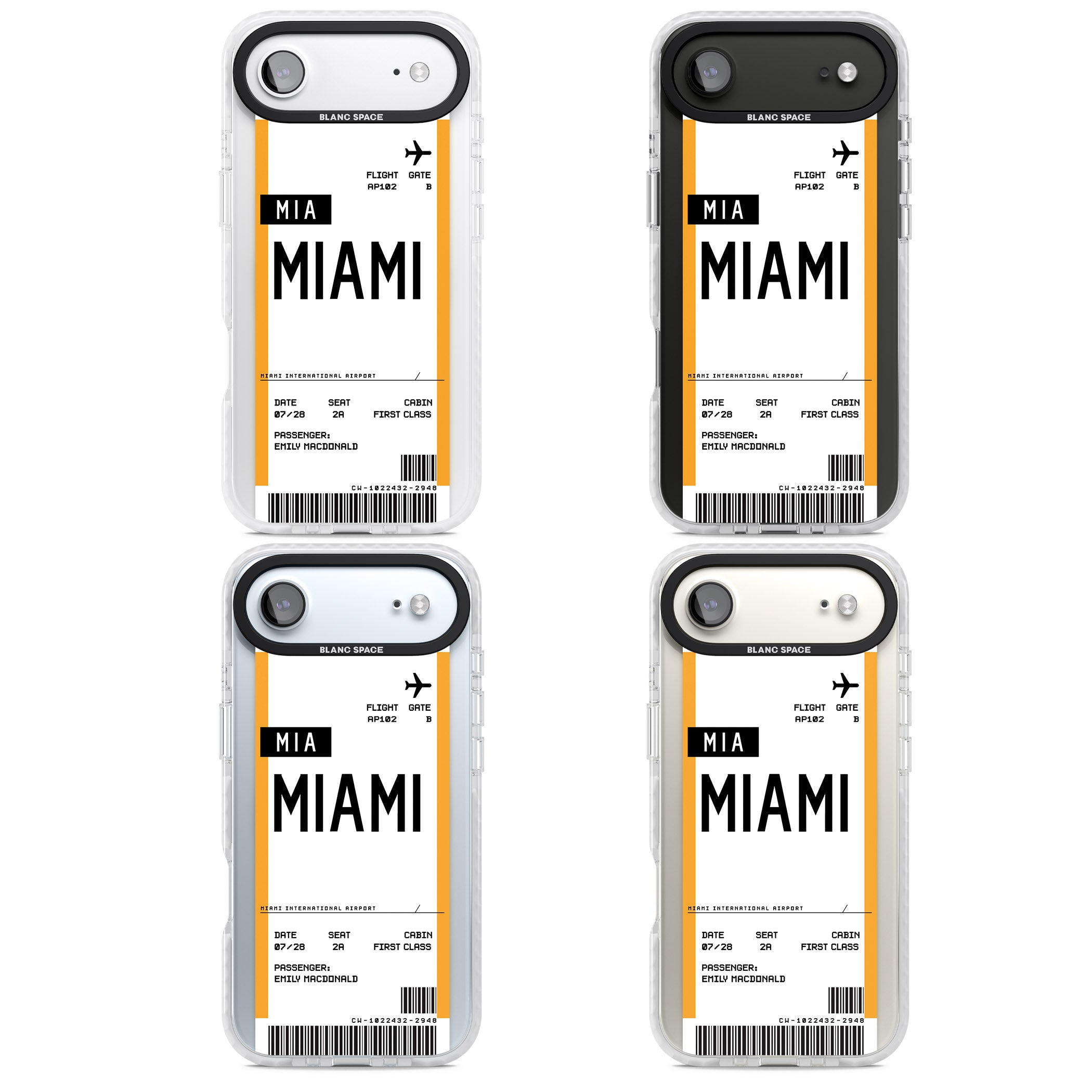 Personalised Miami Boarding Pass iPhone 17 Air Impact Pro Clear Phone Case APT Impact Protection