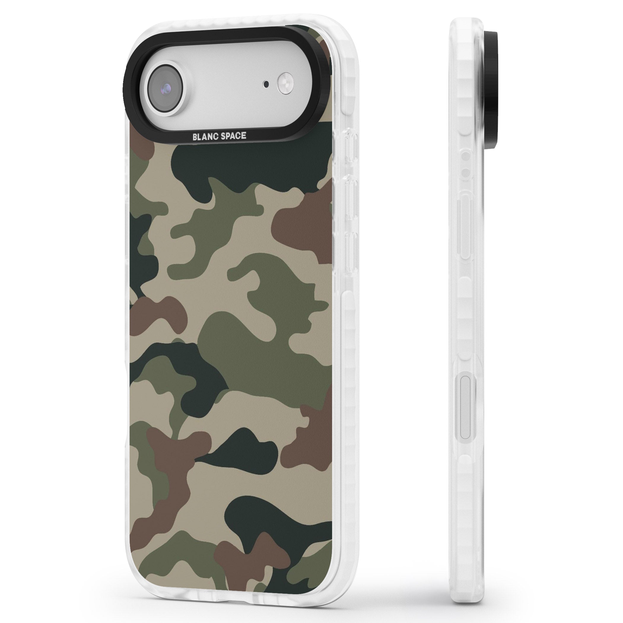 Green And Brown Camo iPhone 17 Air Impact Pro Clear Phone Case Side Profile