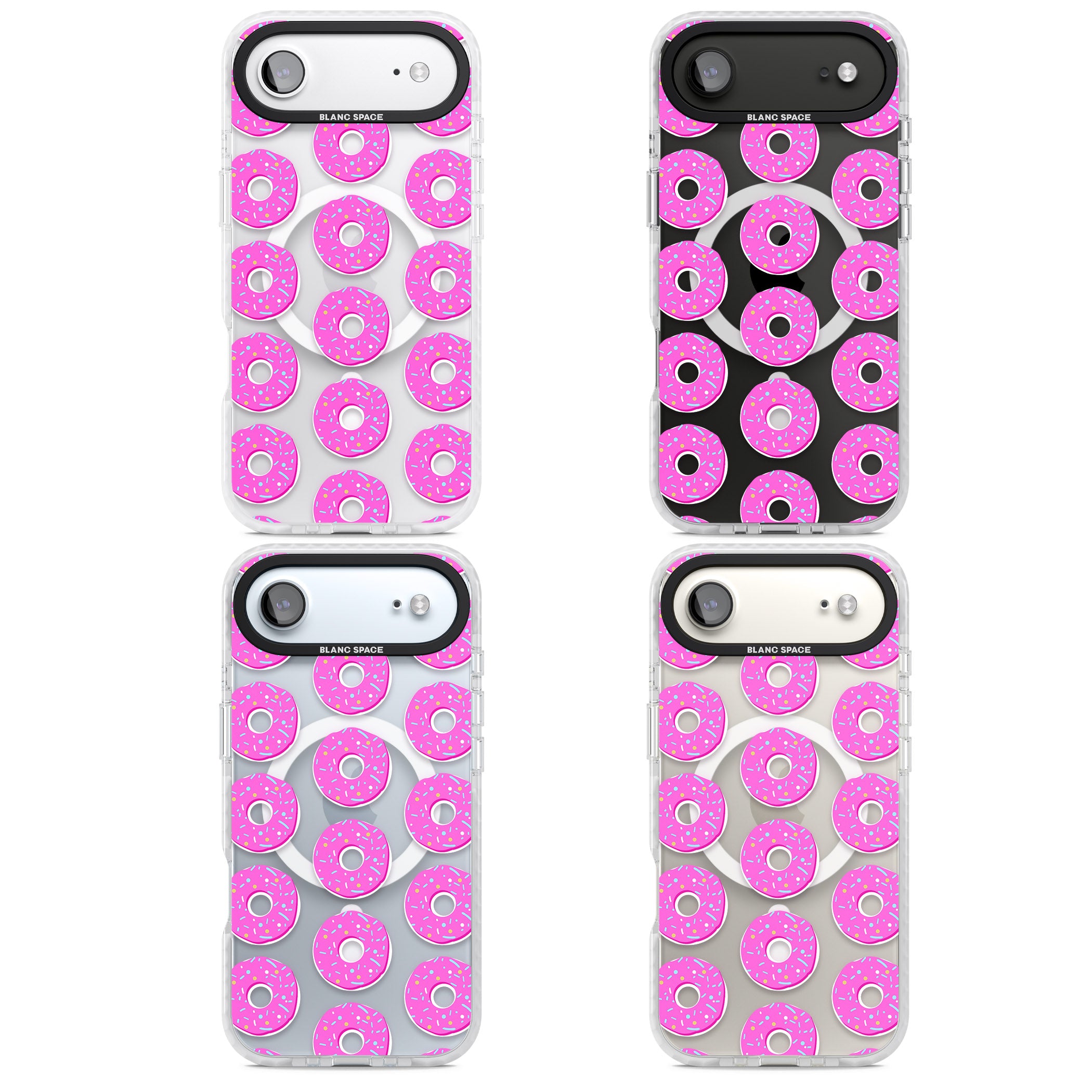 Pink Donut Pattern iPhone 17 Air Impact Pro Clear Phone Case APT Impact Protection