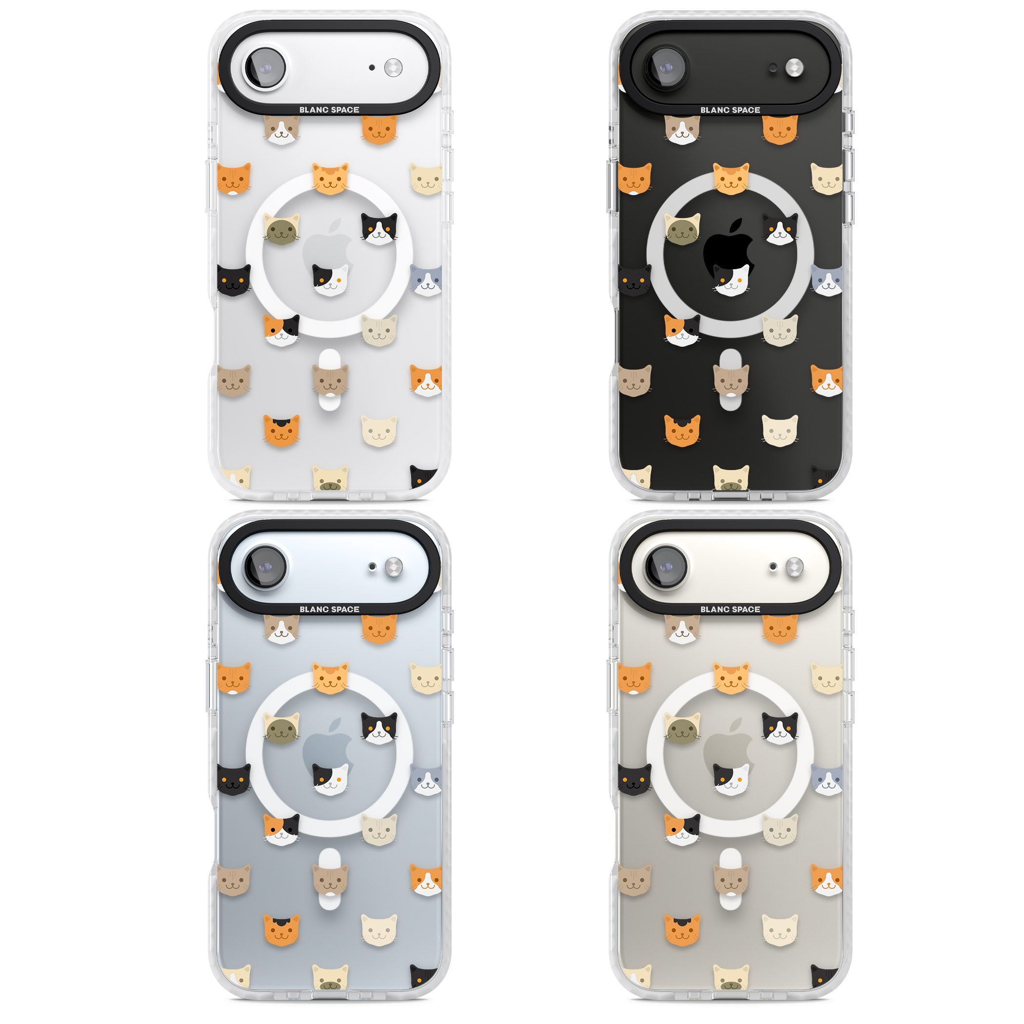 Cute Cat Face Transparent iPhone 17 Air Impact Pro Clear Phone Case APT Impact Protection