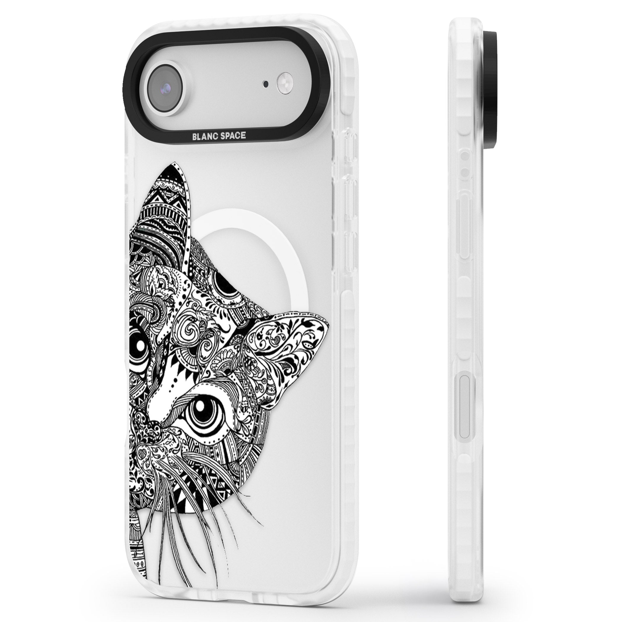 Henna Cat iPhone 17 Air Impact Pro Clear Phone Case Side Profile
