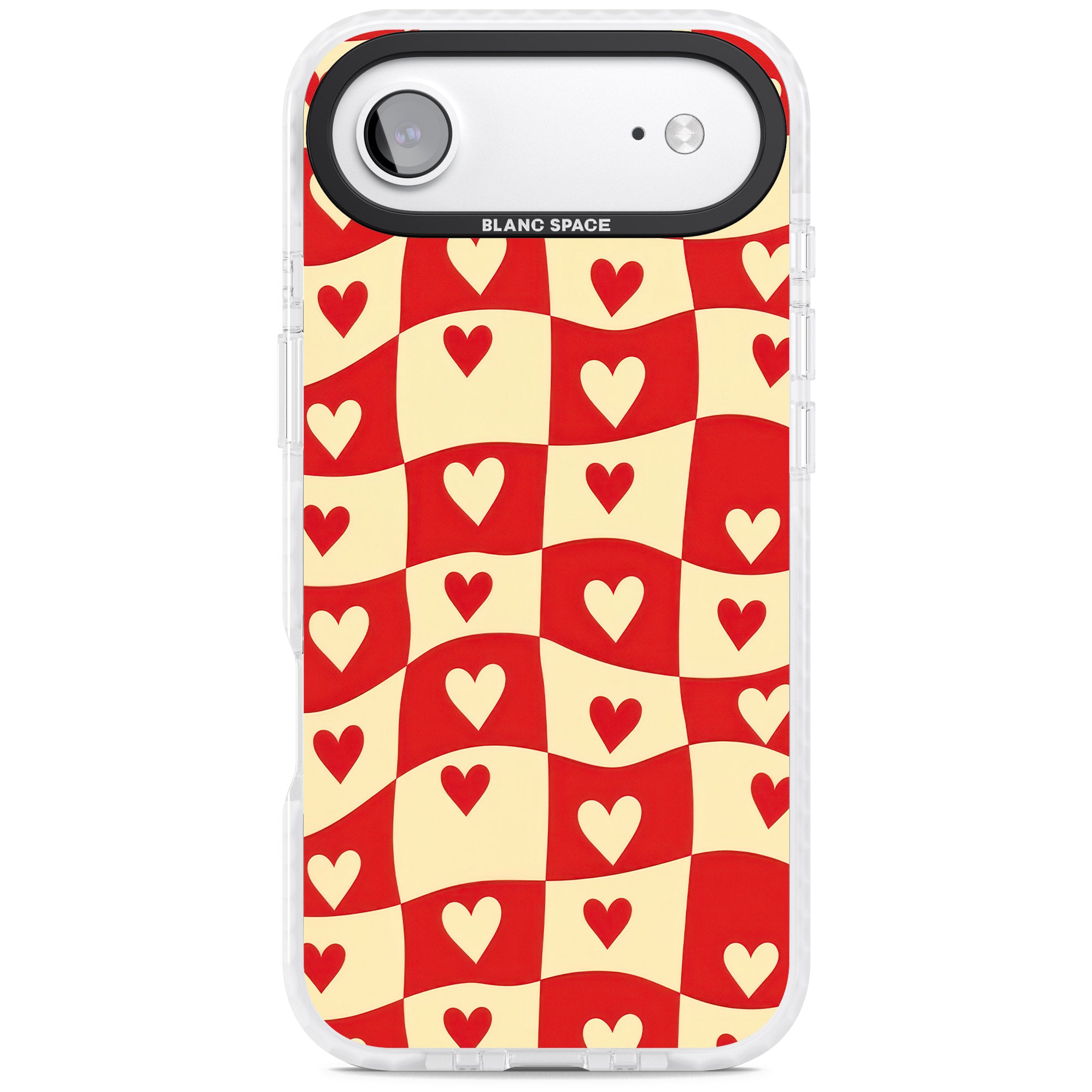 Red Wavy Checked & Hearts iPhone 17 Air Impact Pro Clear Phone Case