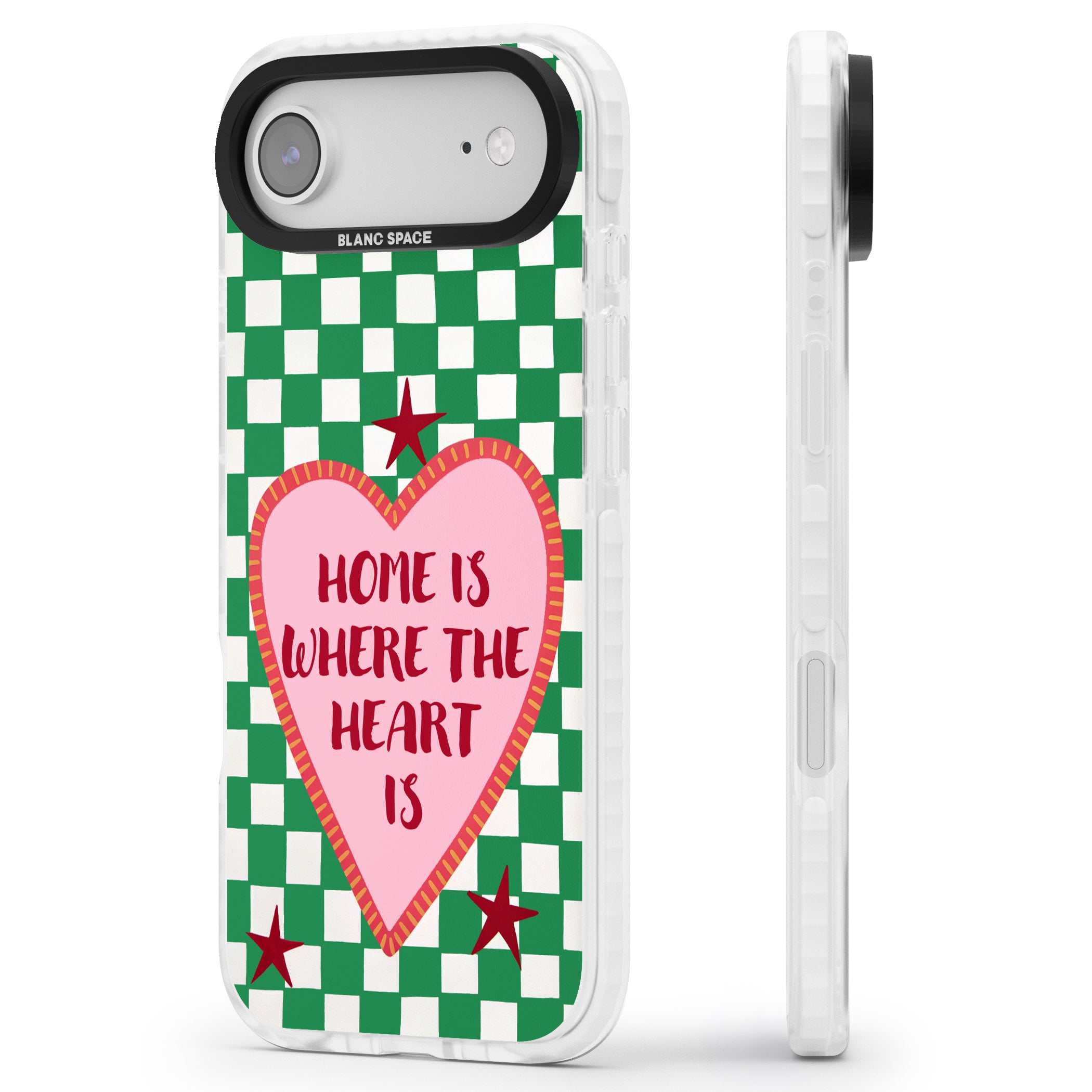 Home Is Where The Heart Is iPhone 17 Air Impact Pro Clear Phone Case Side Profile