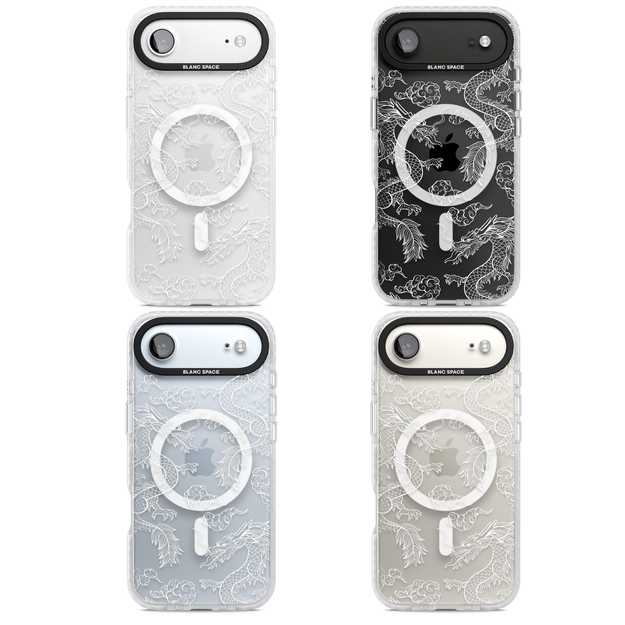 White Dragon Pattern iPhone 17 Air Impact Pro Clear Phone Case APT Impact Protection