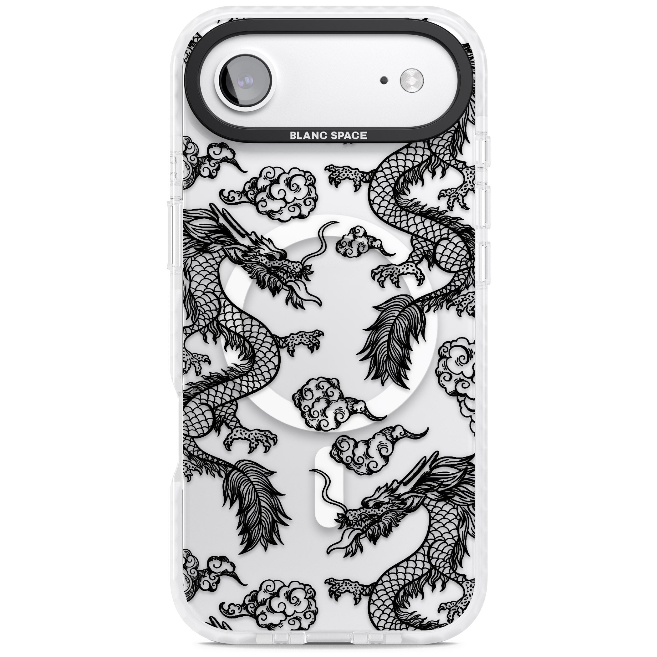 Black Dragon Pattern iPhone 17 Air Impact Pro Clear Phone Case
