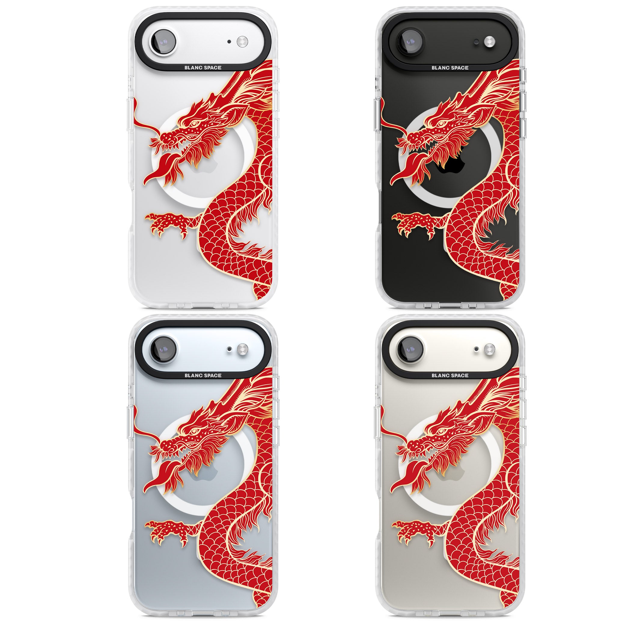 Large Red Dragon iPhone 17 Air Impact Pro Clear Phone Case APT Impact Protection