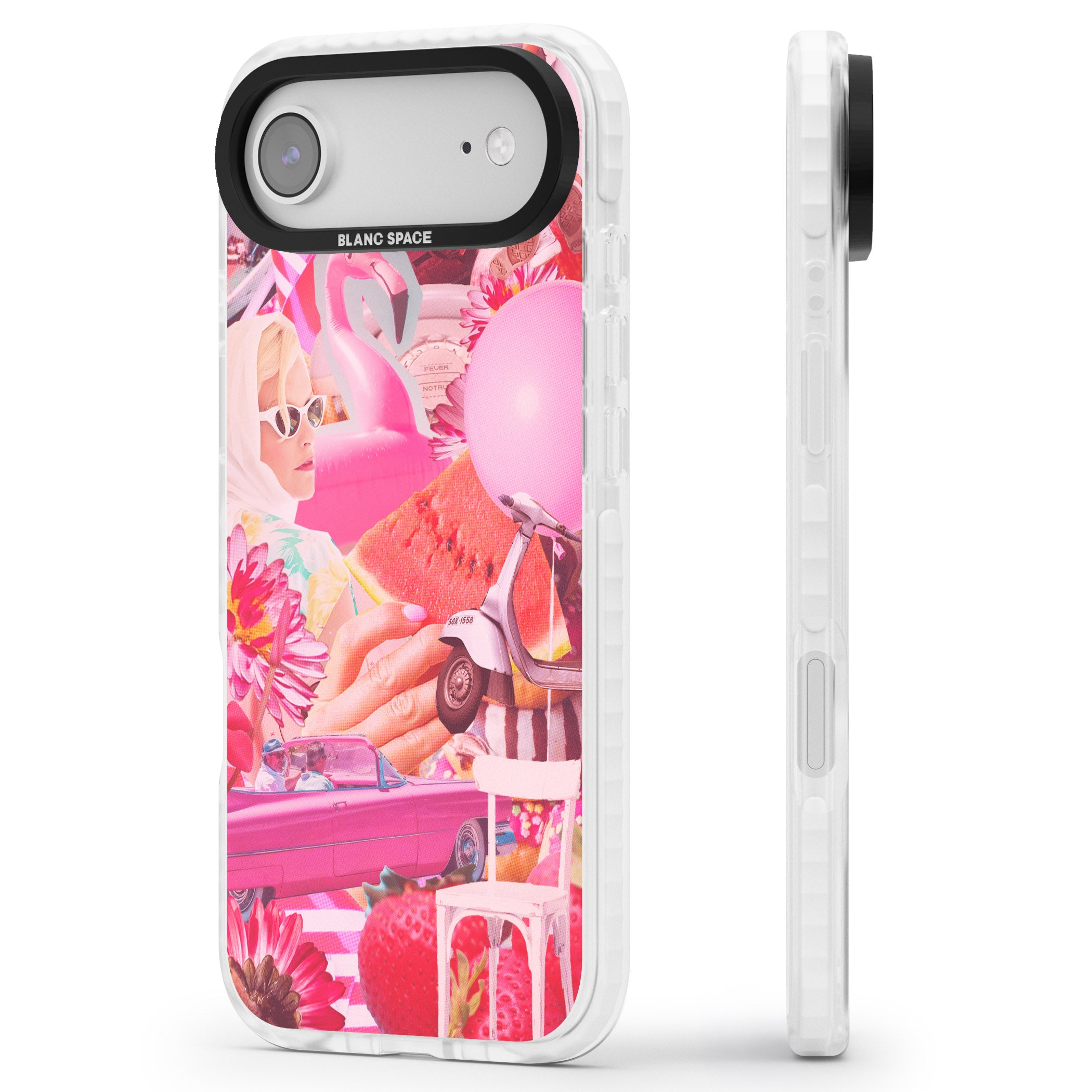 Retro Pink Glamour iPhone 17 Air Impact Pro Clear Phone Case Side Profile
