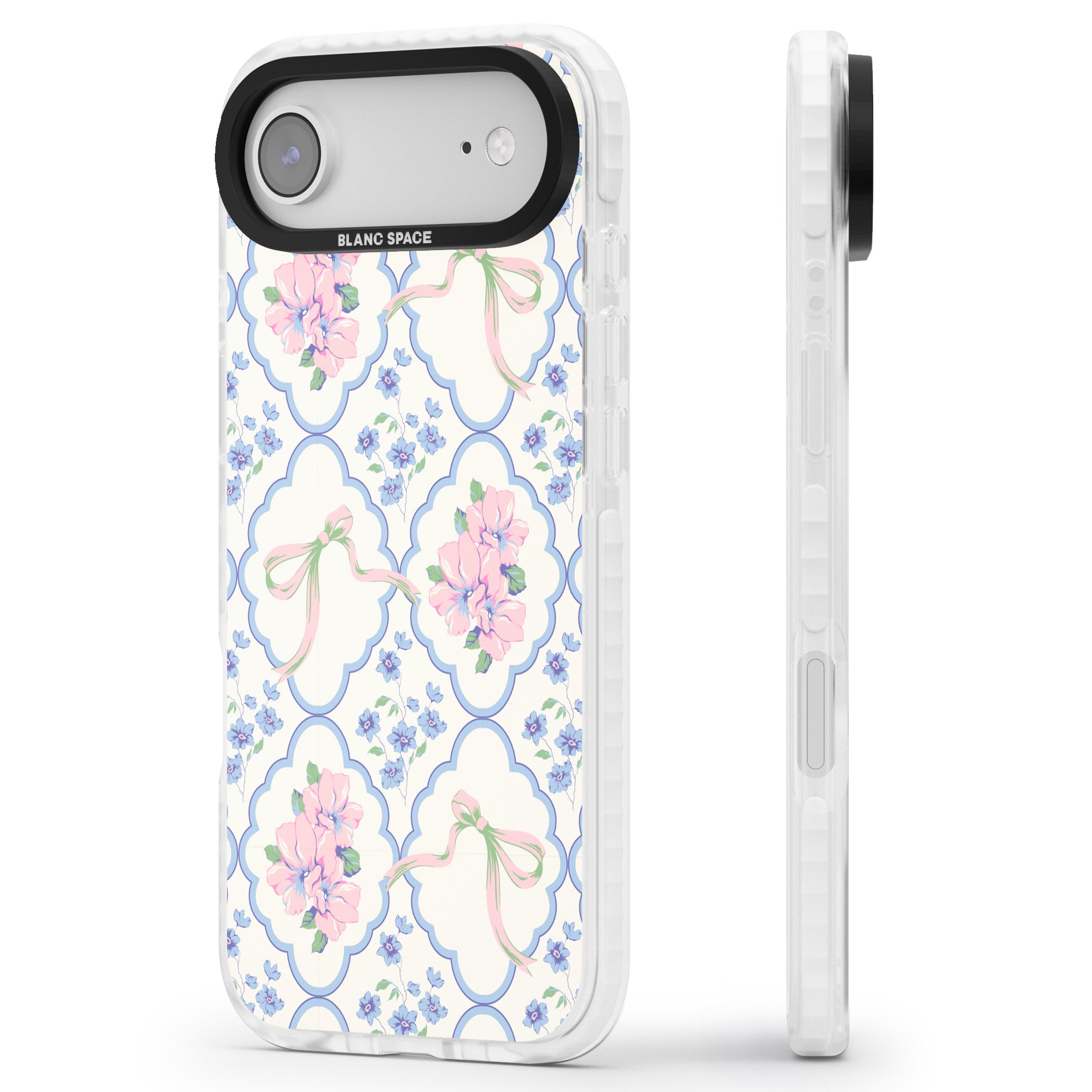 Coquette Flowers & Bows iPhone 17 Air Impact Pro Clear Phone Case Side Profile