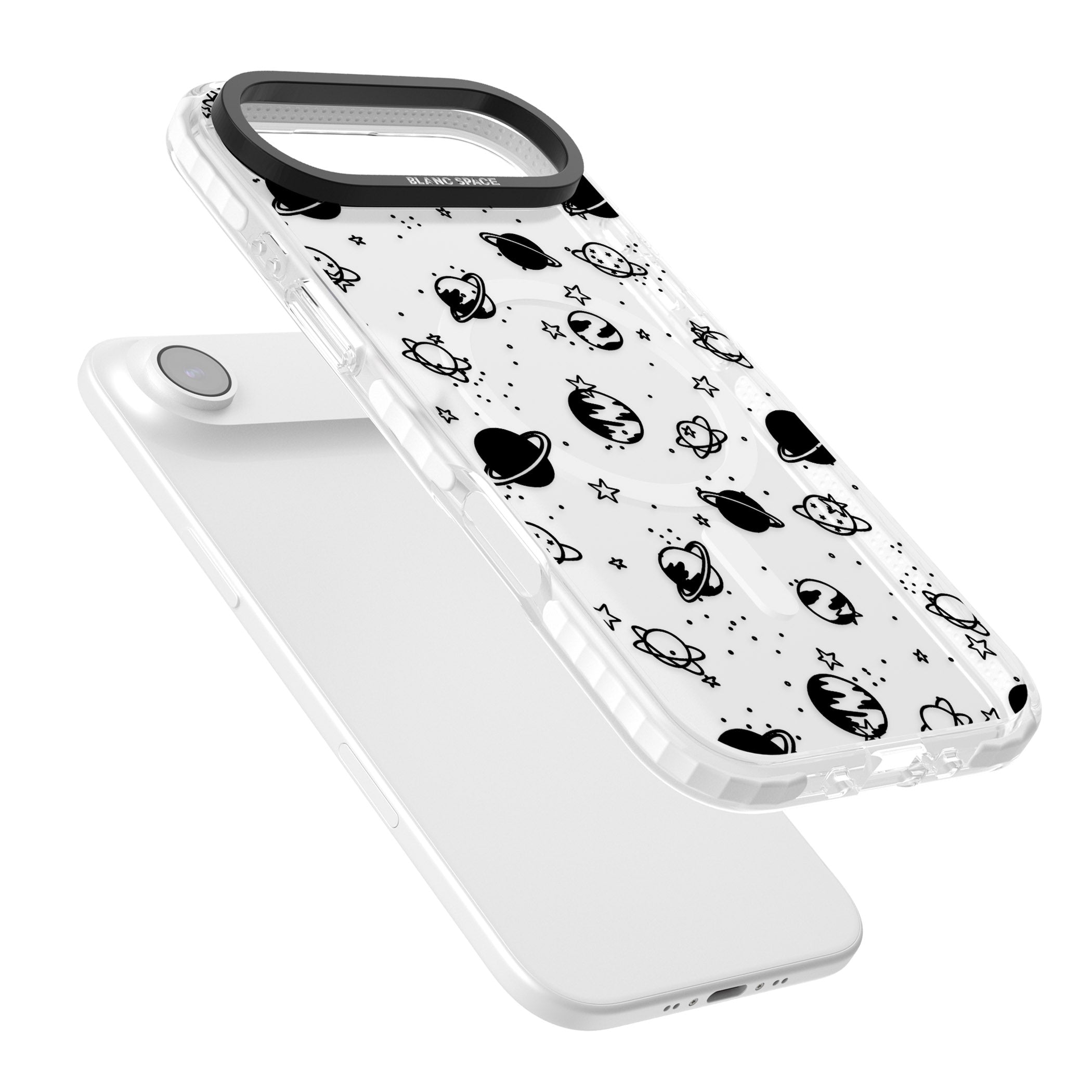 Black Planets iPhone 17 Air Impact Pro Clear Phone Case Colours