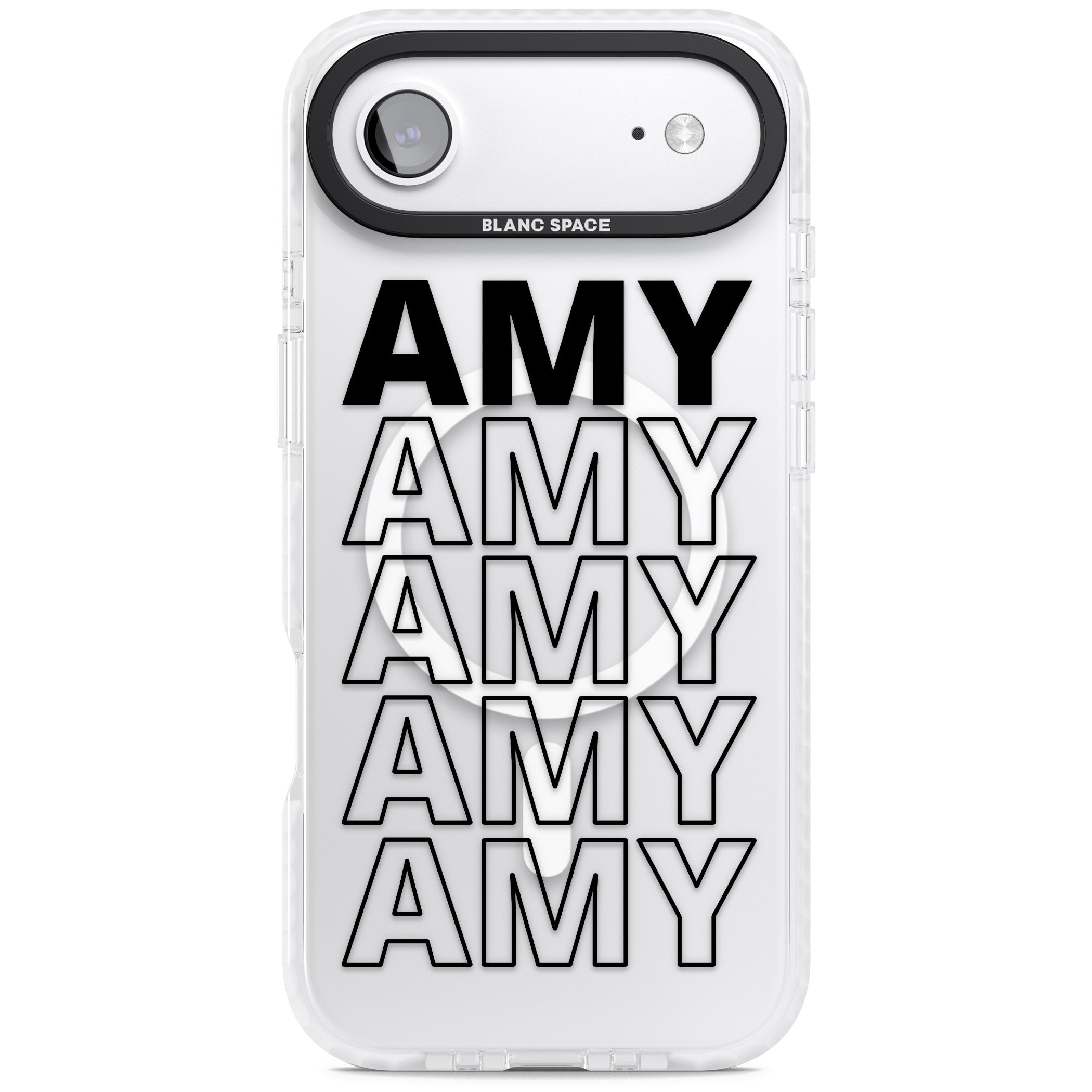 Personalised Bold Name Repetition iPhone 17 Air Impact Pro Clear Phone Case