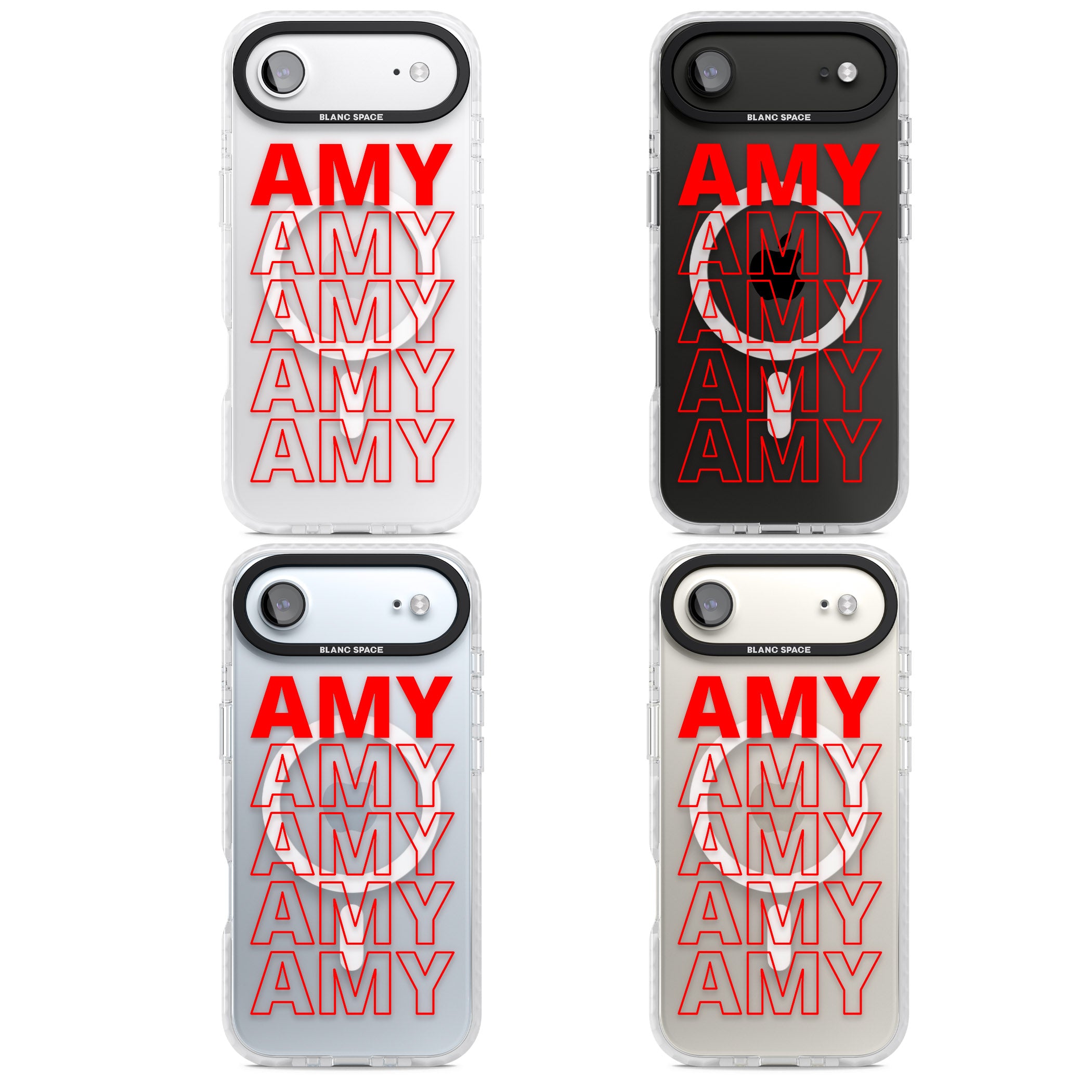Personalised Bold Name Repeat iPhone 17 Air Impact Pro Clear Phone Case APT Impact Protection