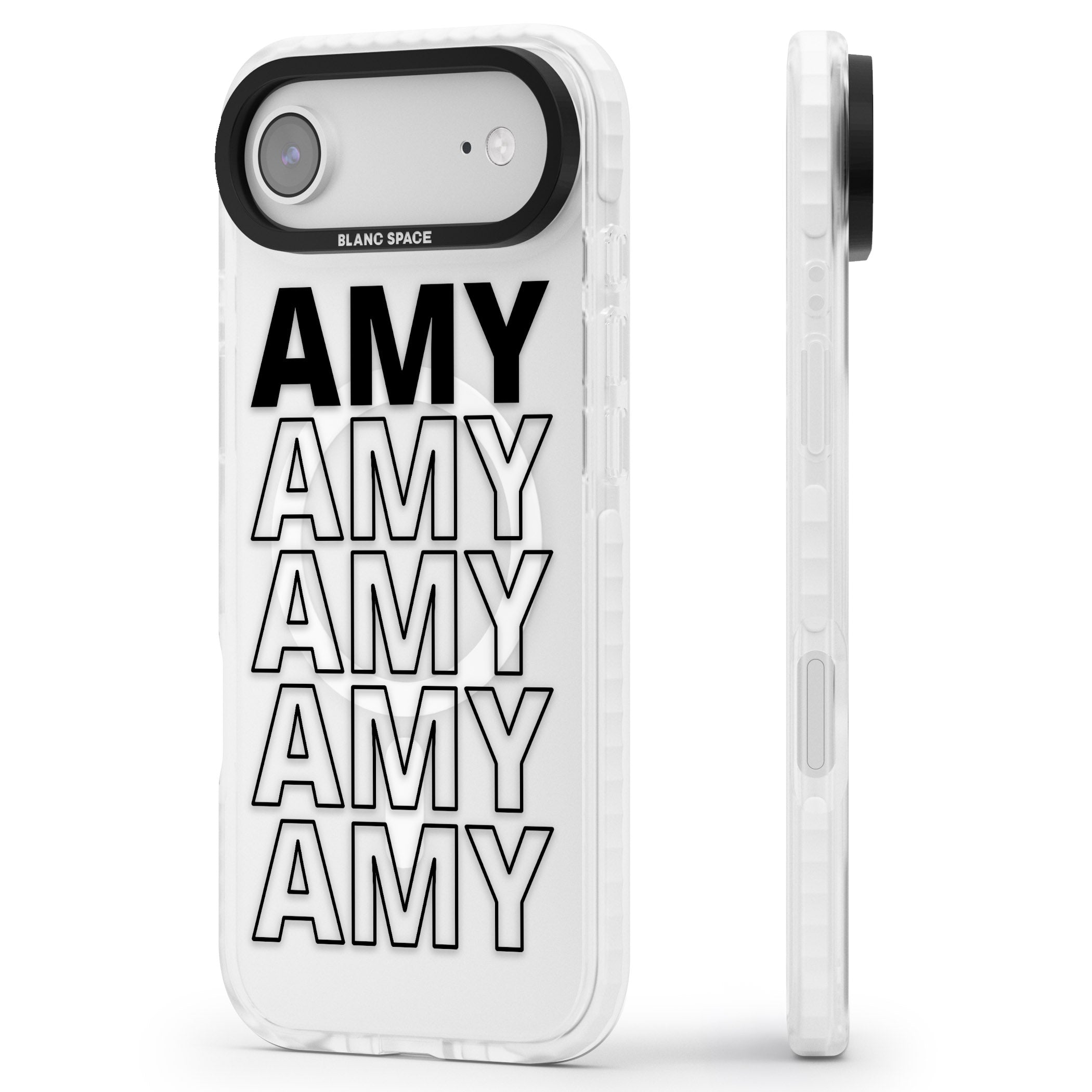 Personalised Bold Continous Name iPhone 17 Air Impact Pro Clear Phone Case Side Profile