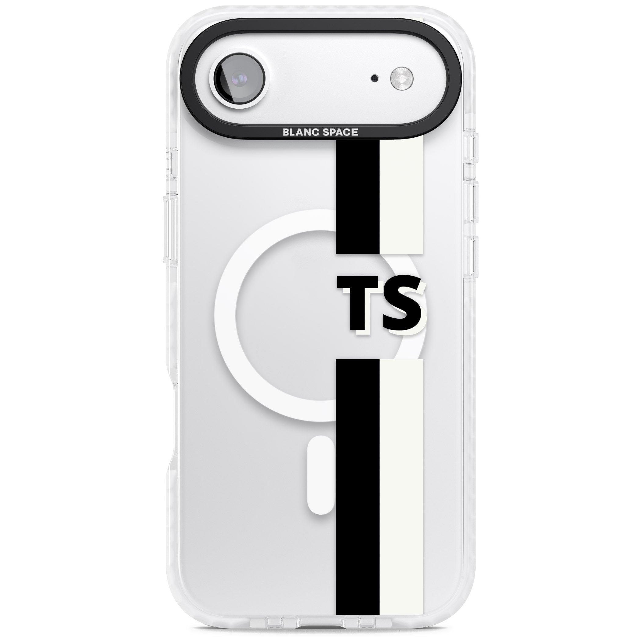 Personalised Black And White Stripe iPhone 17 Air Impact Pro Clear Phone Case