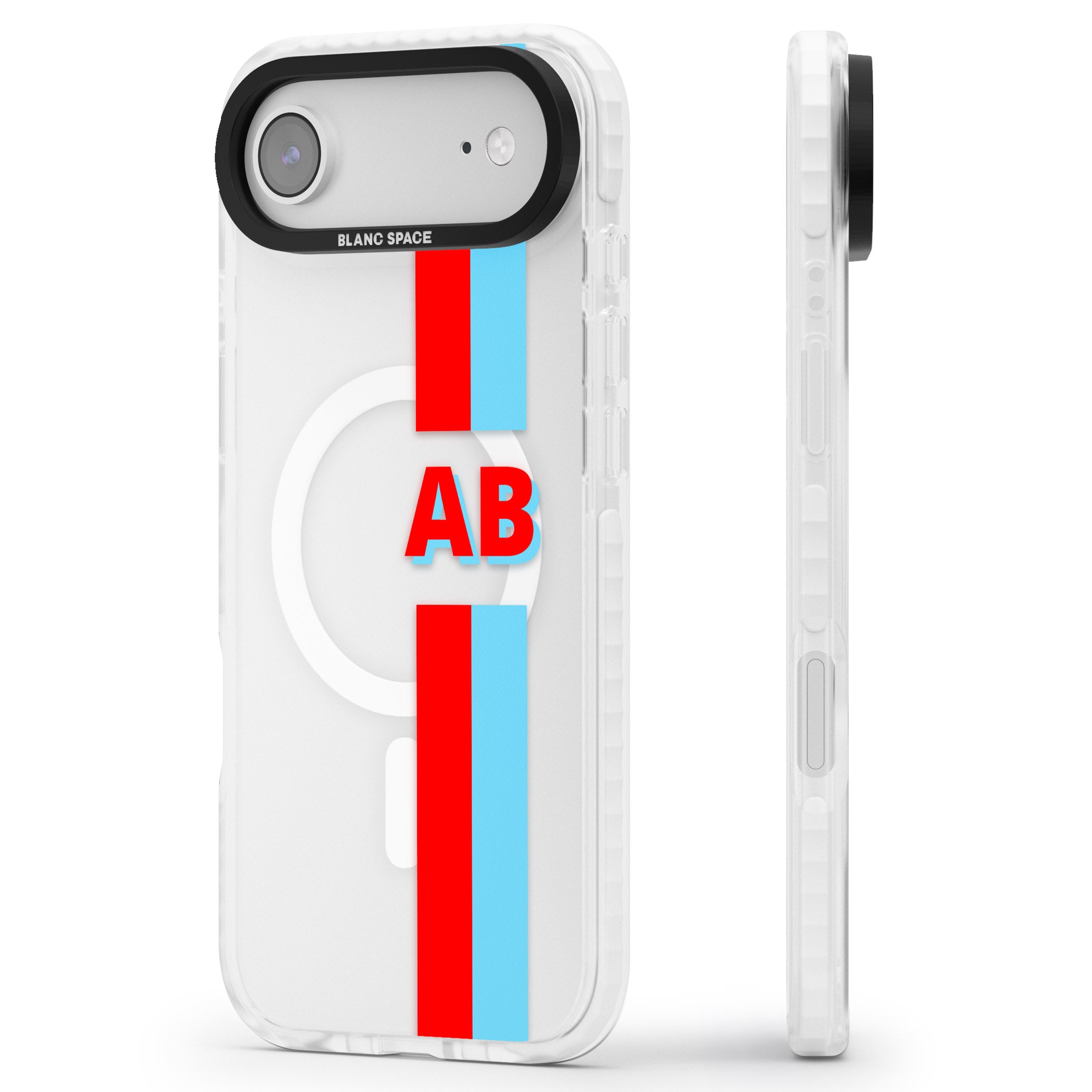 Personalised Bold Striped iPhone 17 Air Impact Pro Clear Phone Case Side Profile