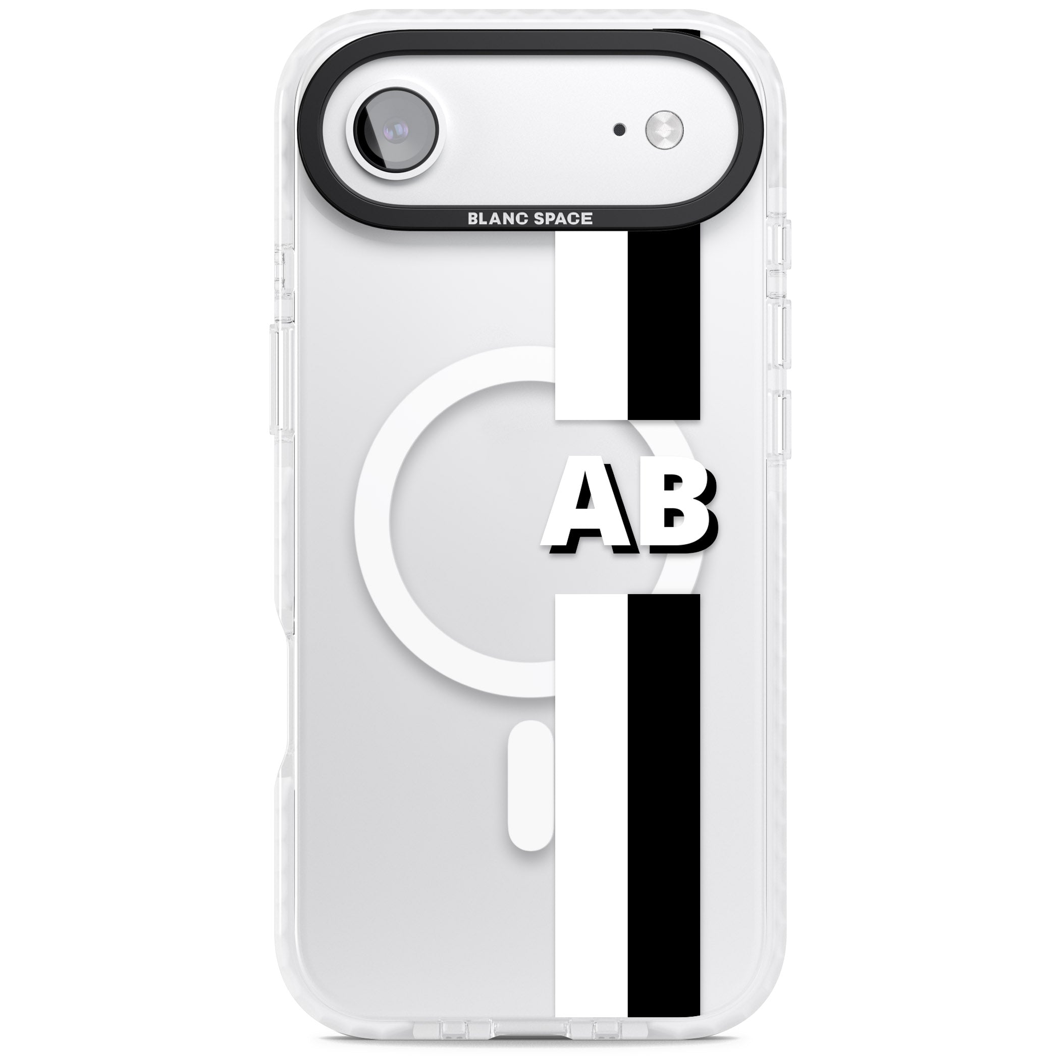 Personalised Bold Two Stripe Name iPhone 17 Air Impact Pro Clear Phone Case