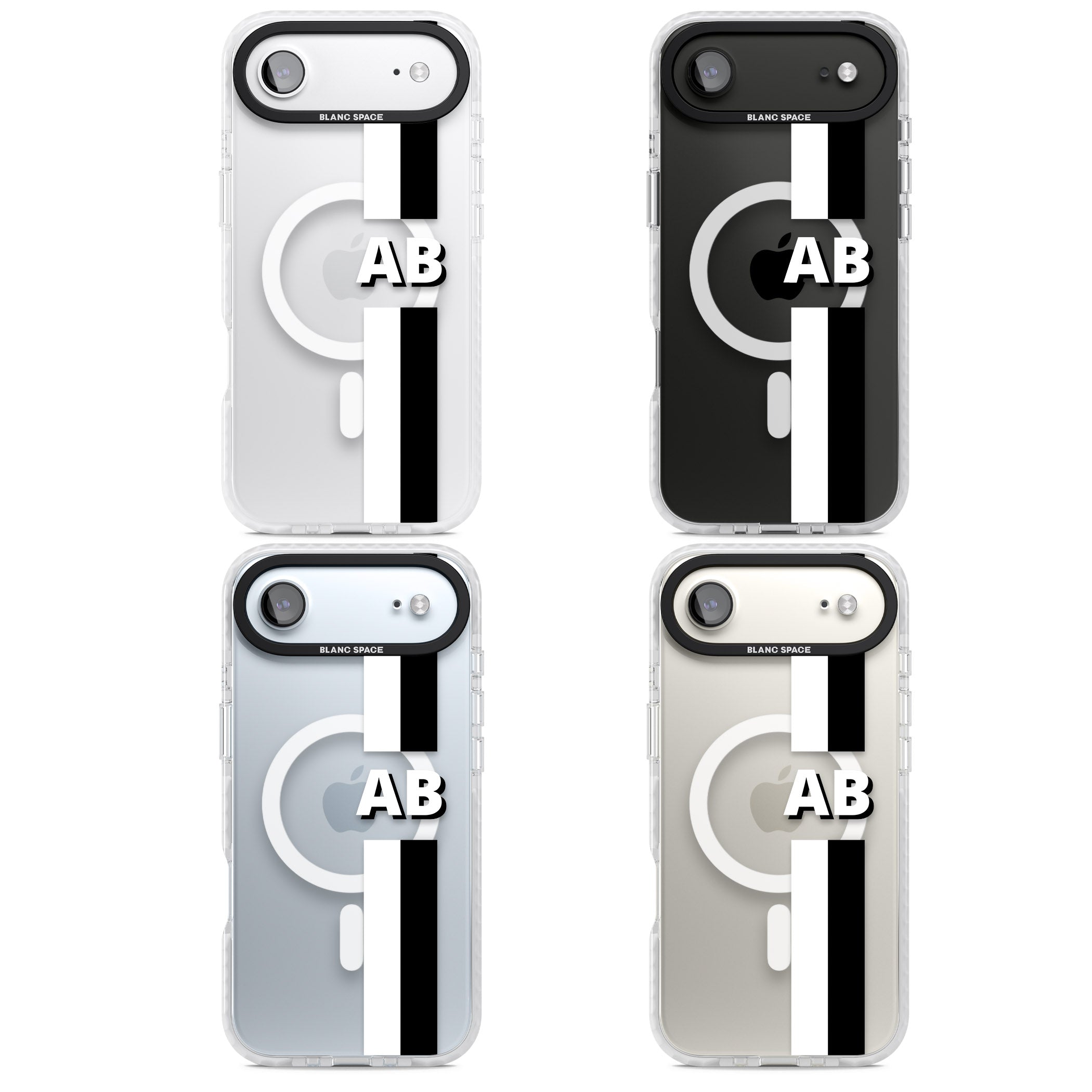 Personalised Bold Two Stripe Name iPhone 17 Air Impact Pro Clear Phone Case APT Impact Protection