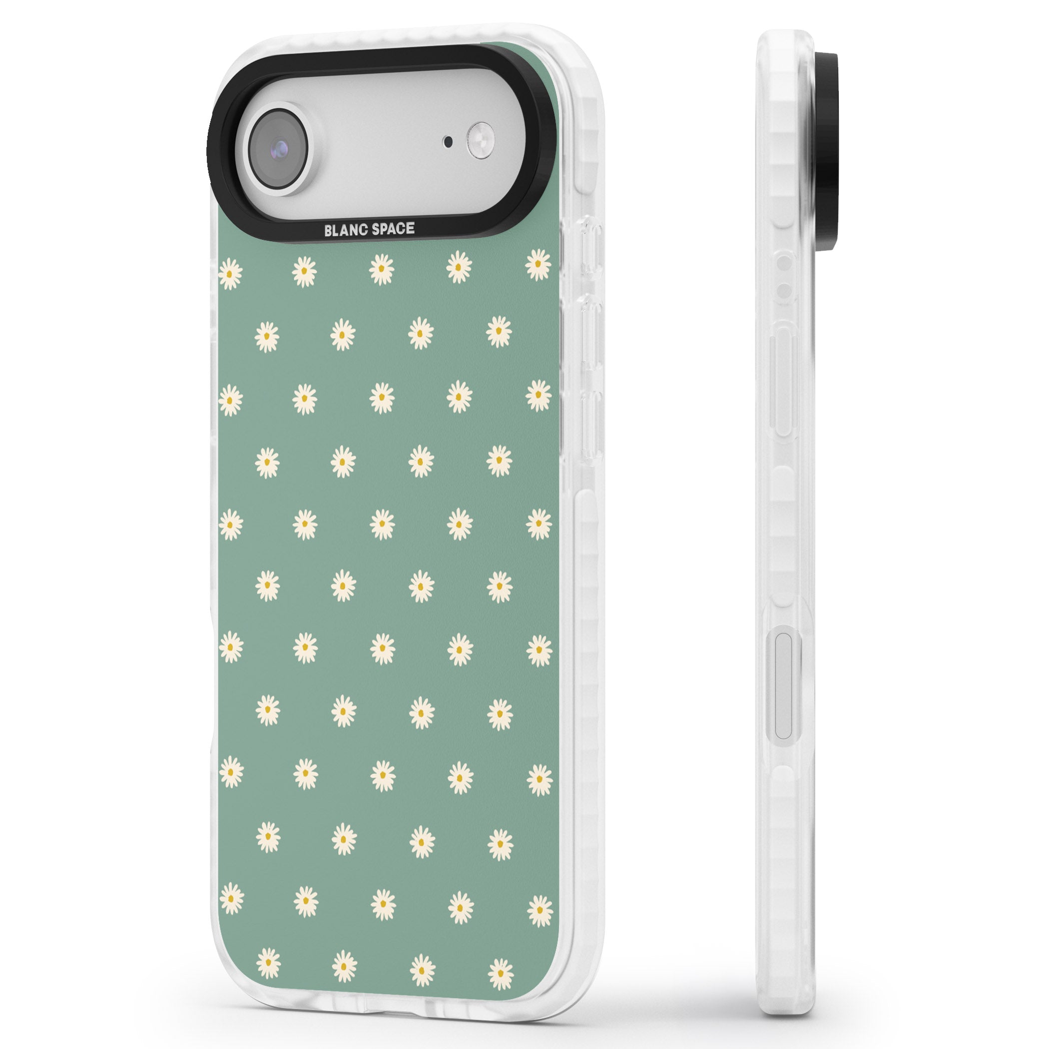 Sage Daisy Floral iPhone 17 Air Impact Pro Clear Phone Case Side Profile