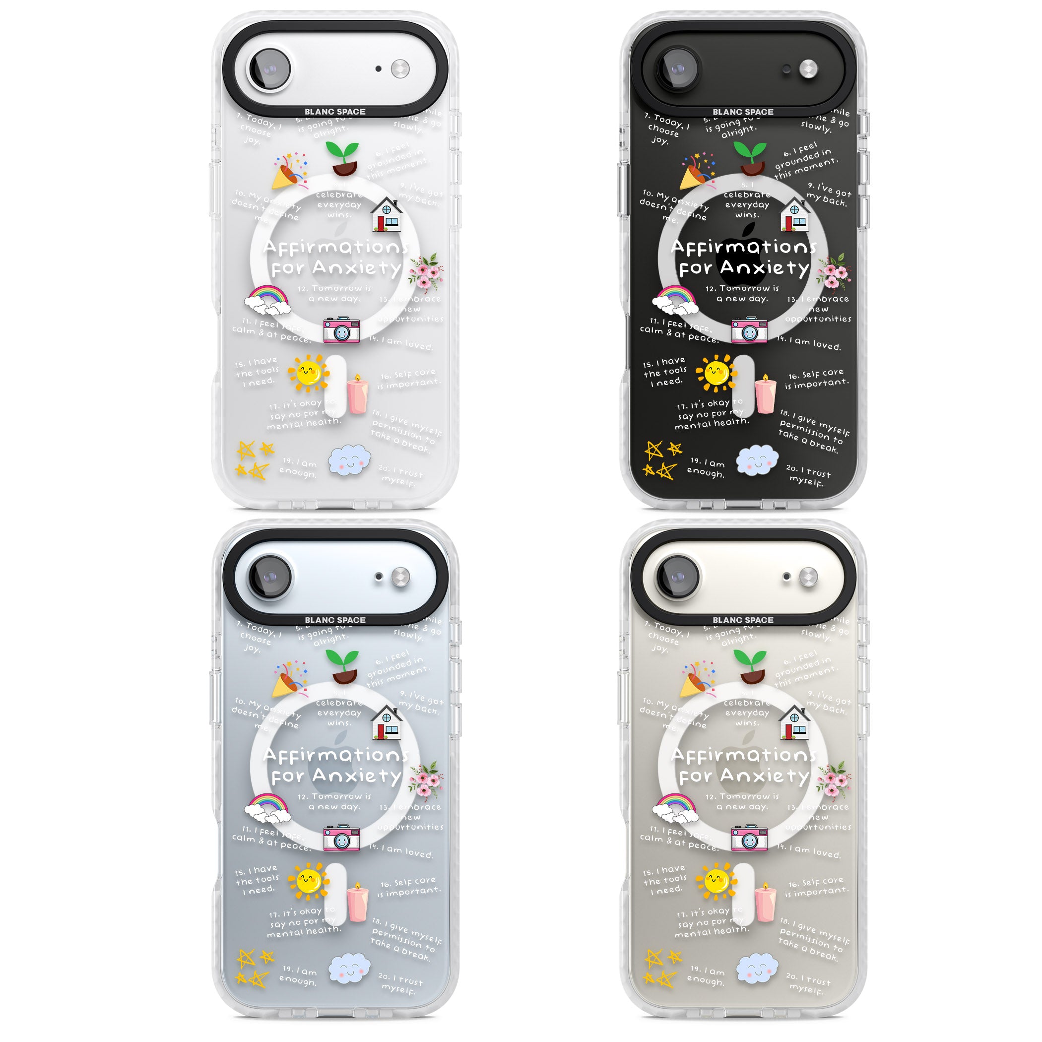 Anxiety White Text iPhone 17 Air Impact Pro Clear Phone Case APT Impact Protection