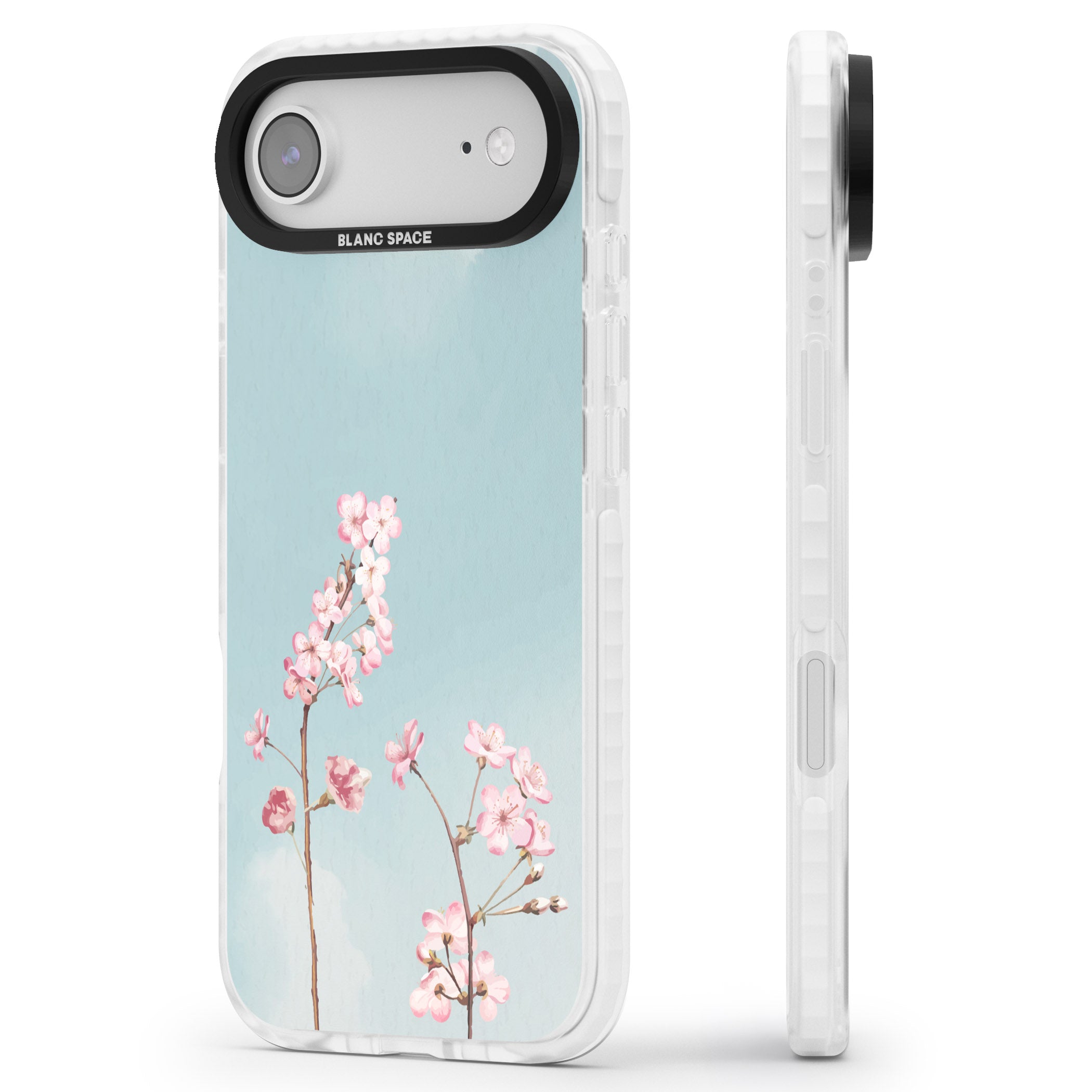 Blossom Flower Sky iPhone 17 Air Impact Pro Clear Phone Case Side Profile