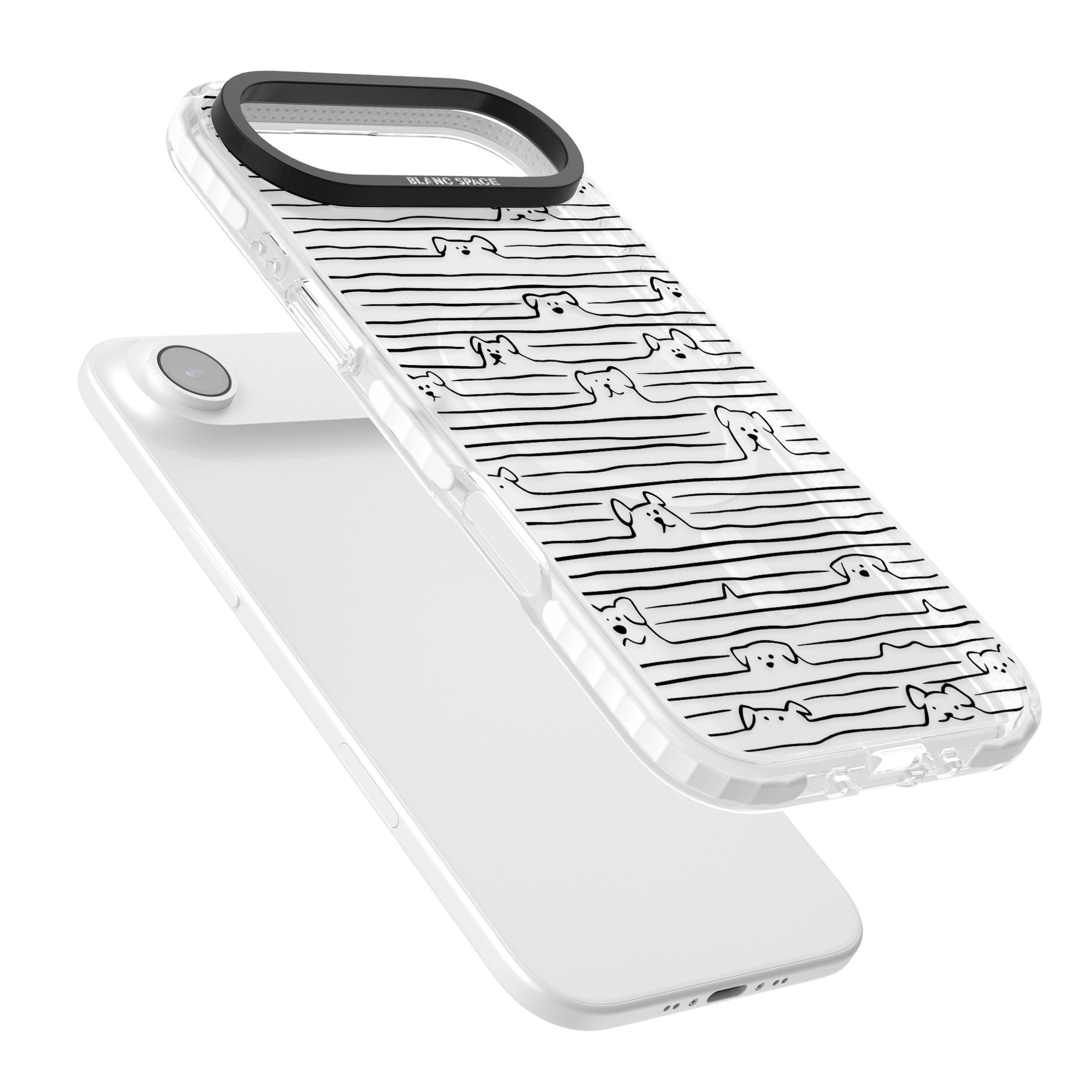 Dog Line Art Black iPhone 17 Air Impact Pro Clear Phone Case Colours
