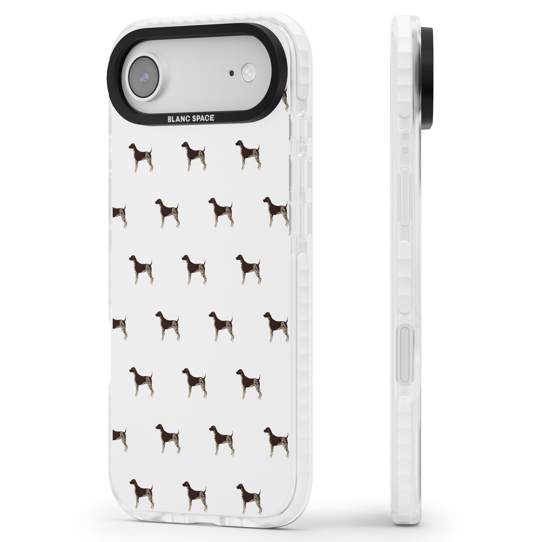 German Shorthaired Pointer Pattern iPhone 17 Air Impact Pro Clear Phone Case Side Profile