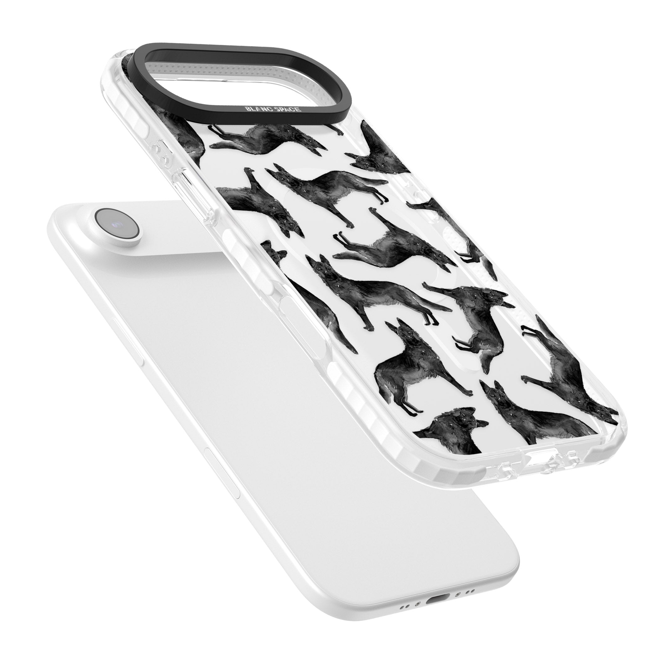 German Shepherd Pattern Black iPhone 17 Air Impact Pro Clear Phone Case Colours