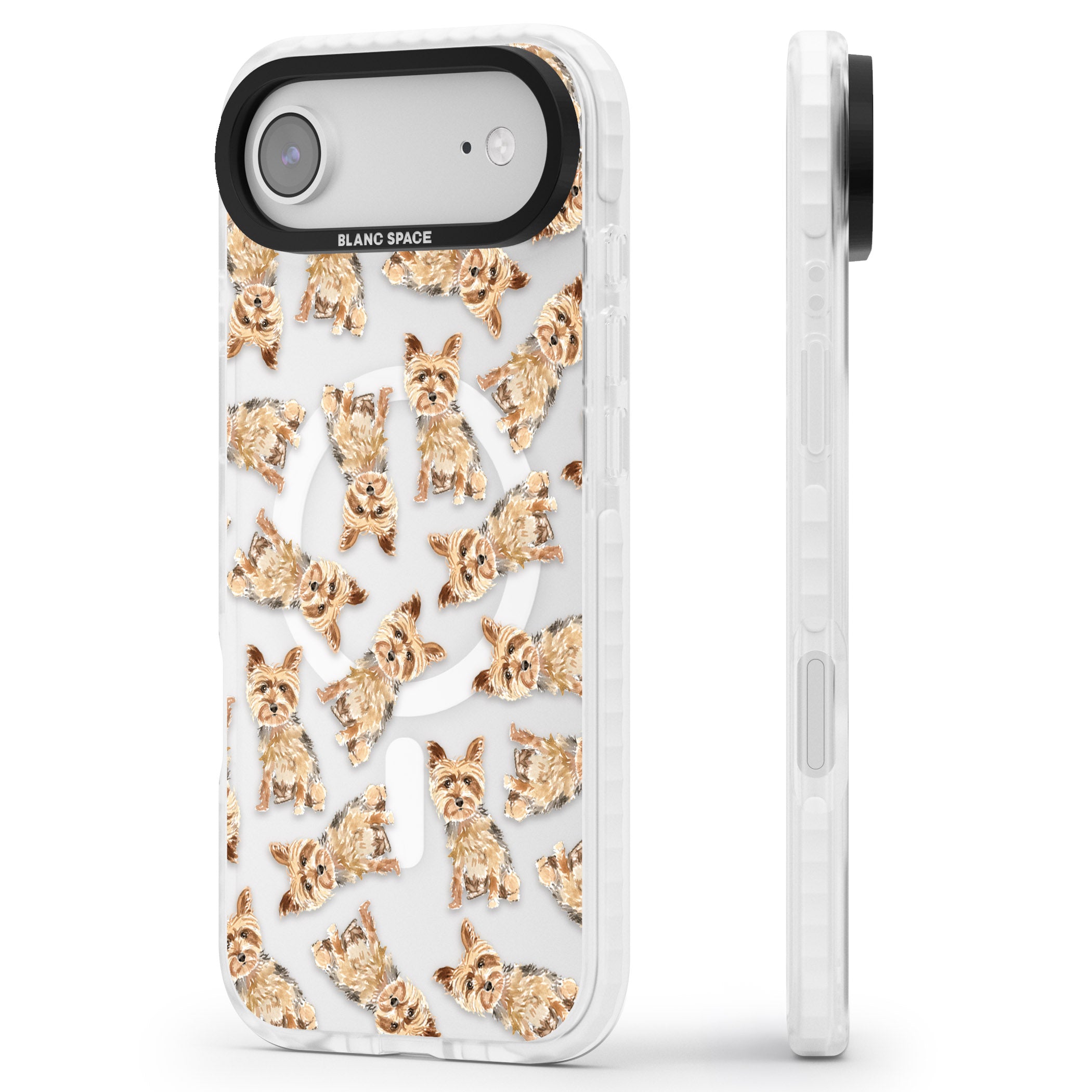 Yorkshire Terrier Dog Pattern iPhone 17 Air Impact Pro Clear Phone Case Side Profile