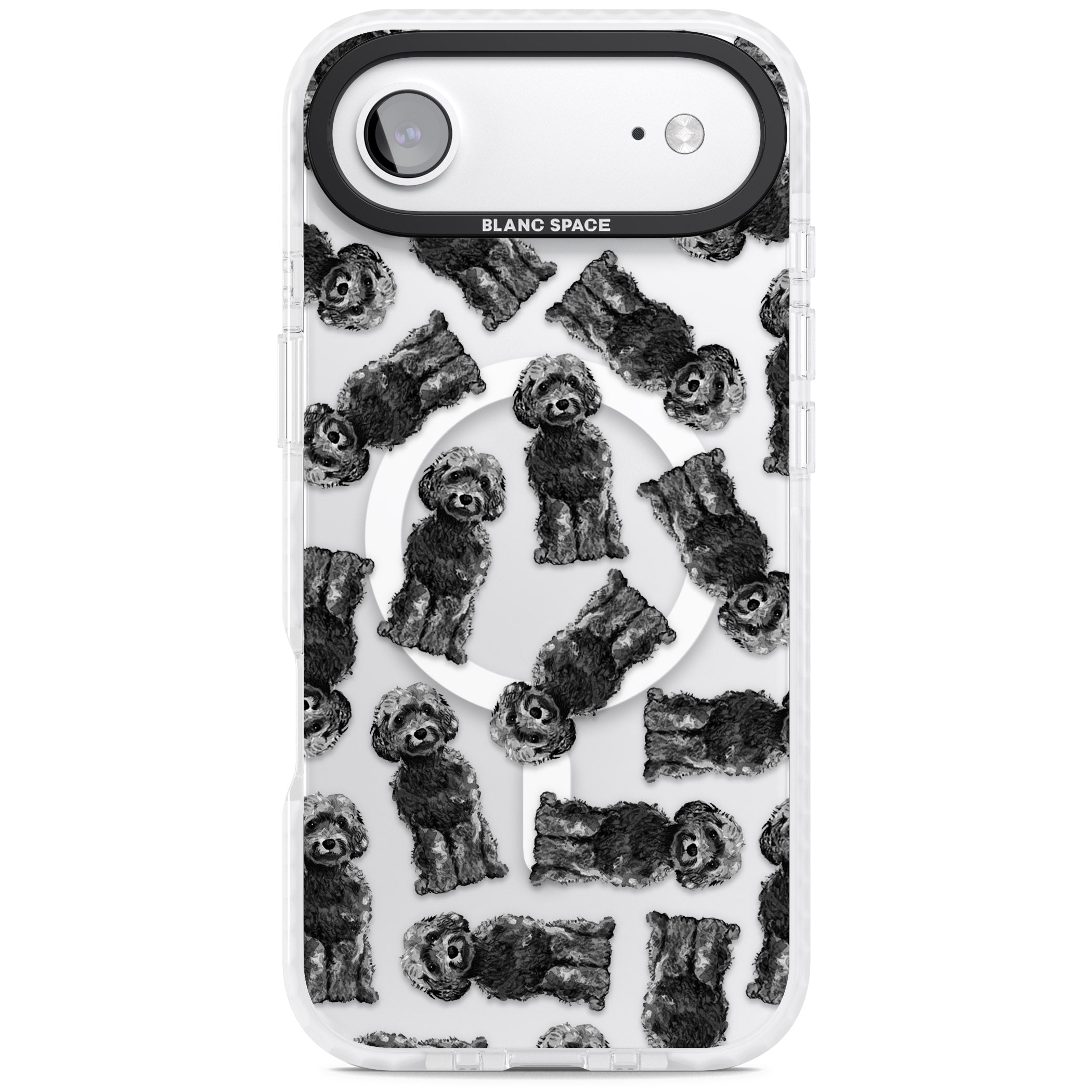 Black Cockapoo Watercolor iPhone 17 Air Impact Pro Clear Phone Case
