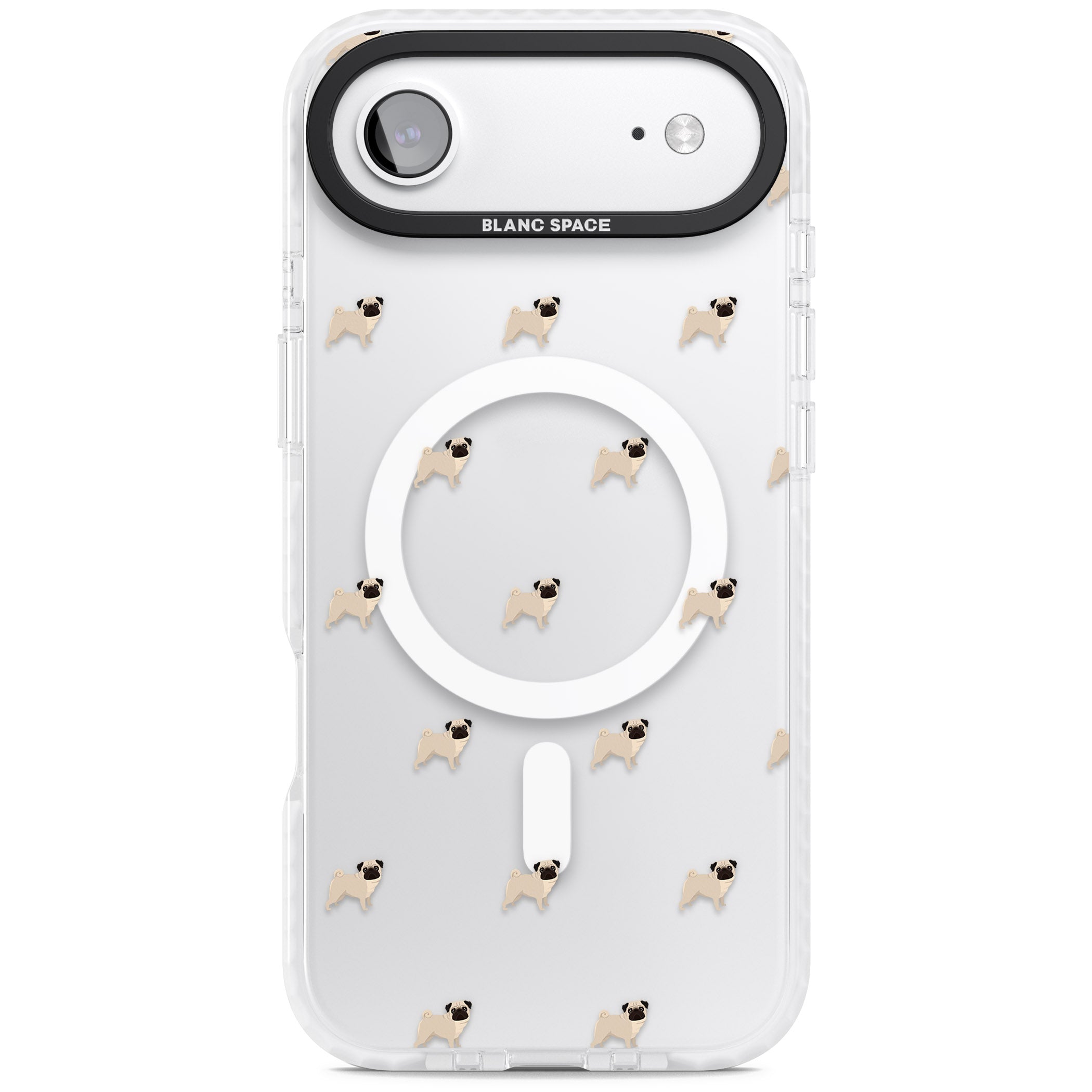 Pug Pattern iPhone 17 Air Impact Pro Clear Phone Case