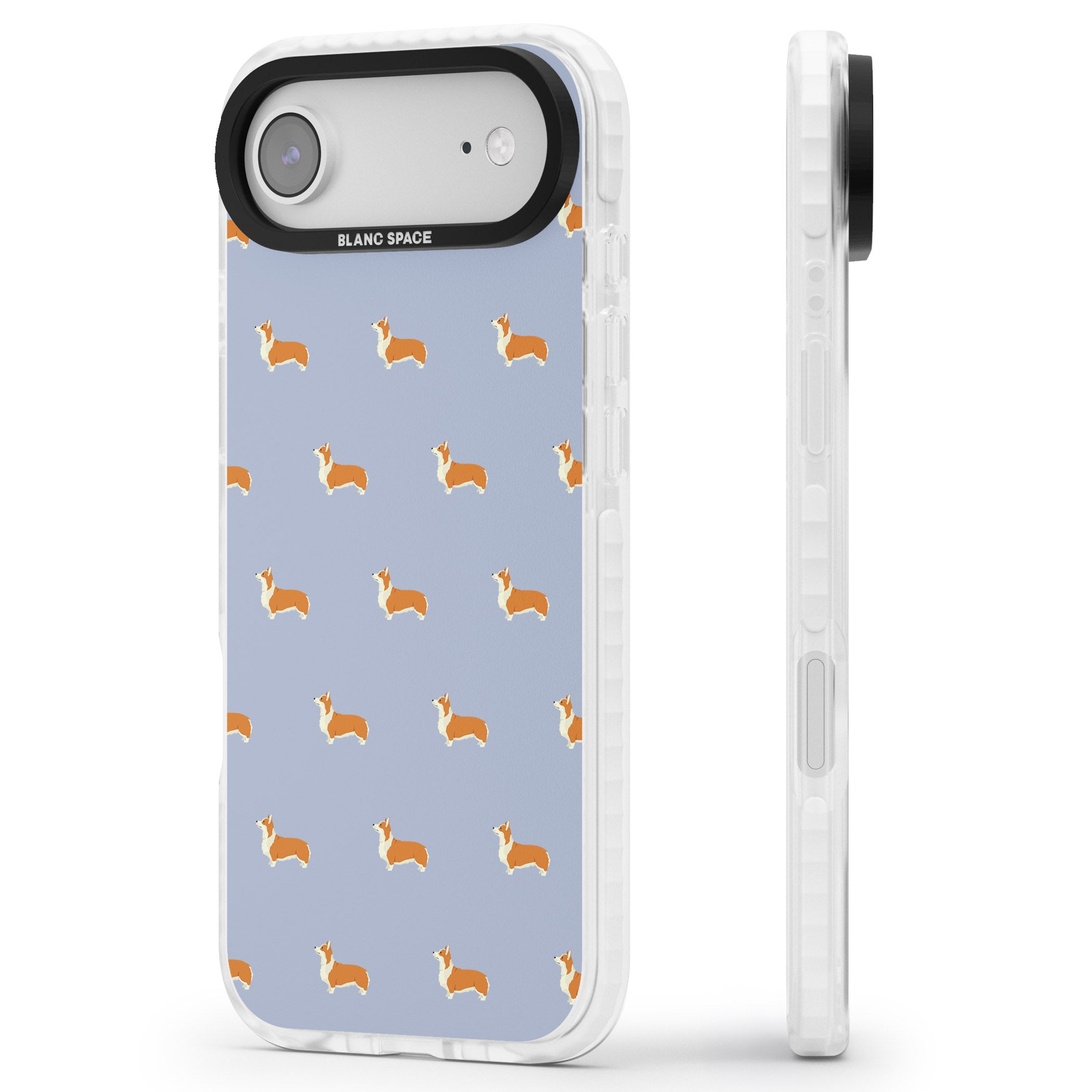Corgi Pattern iPhone 17 Air Impact Pro Clear Phone Case Side Profile