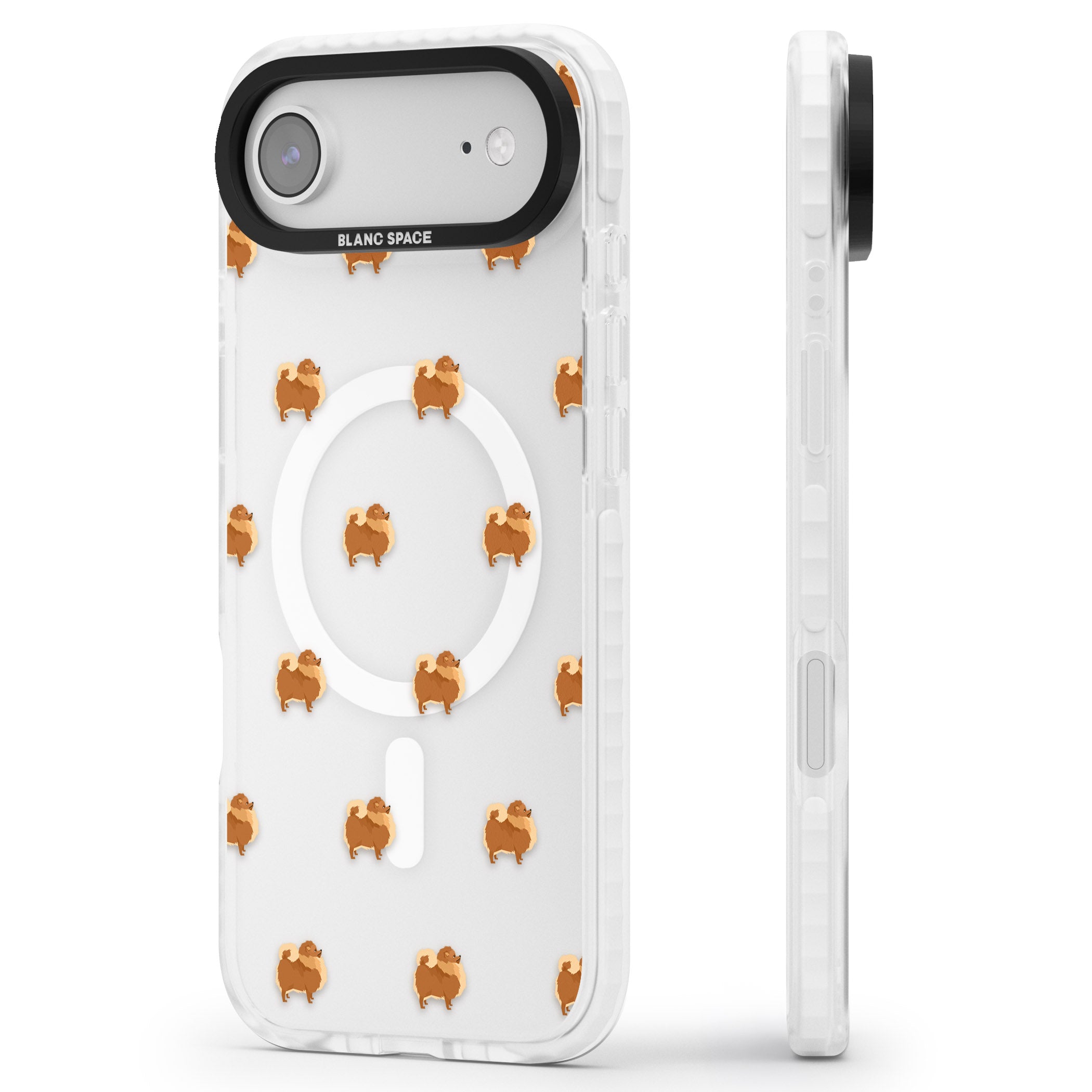 Pomeranian Delight iPhone 17 Air Impact Pro Clear Phone Case Side Profile