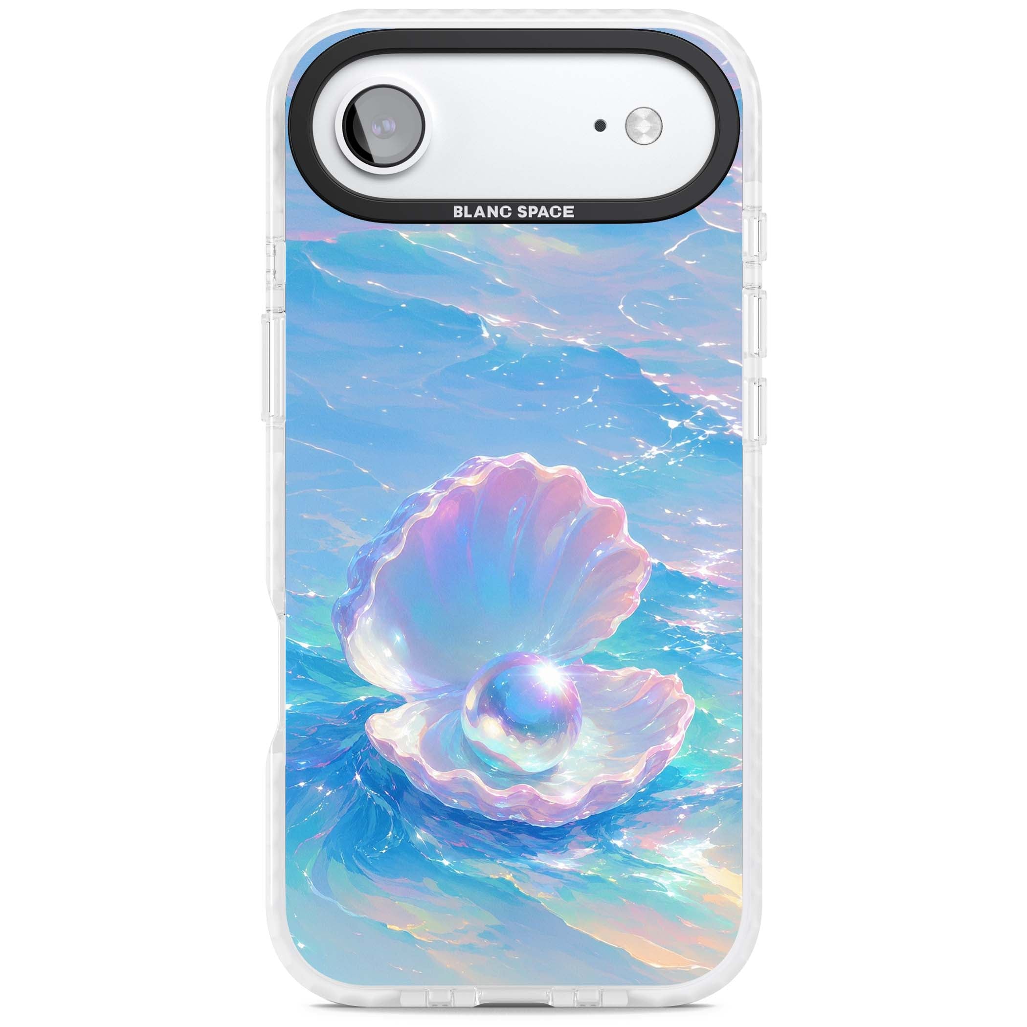The Pearl Clam mermaidcore iPhone case featuring iridescent seashell, glowing pearl and pastel ocean waves | Impact Magsafe case for iPhone Air