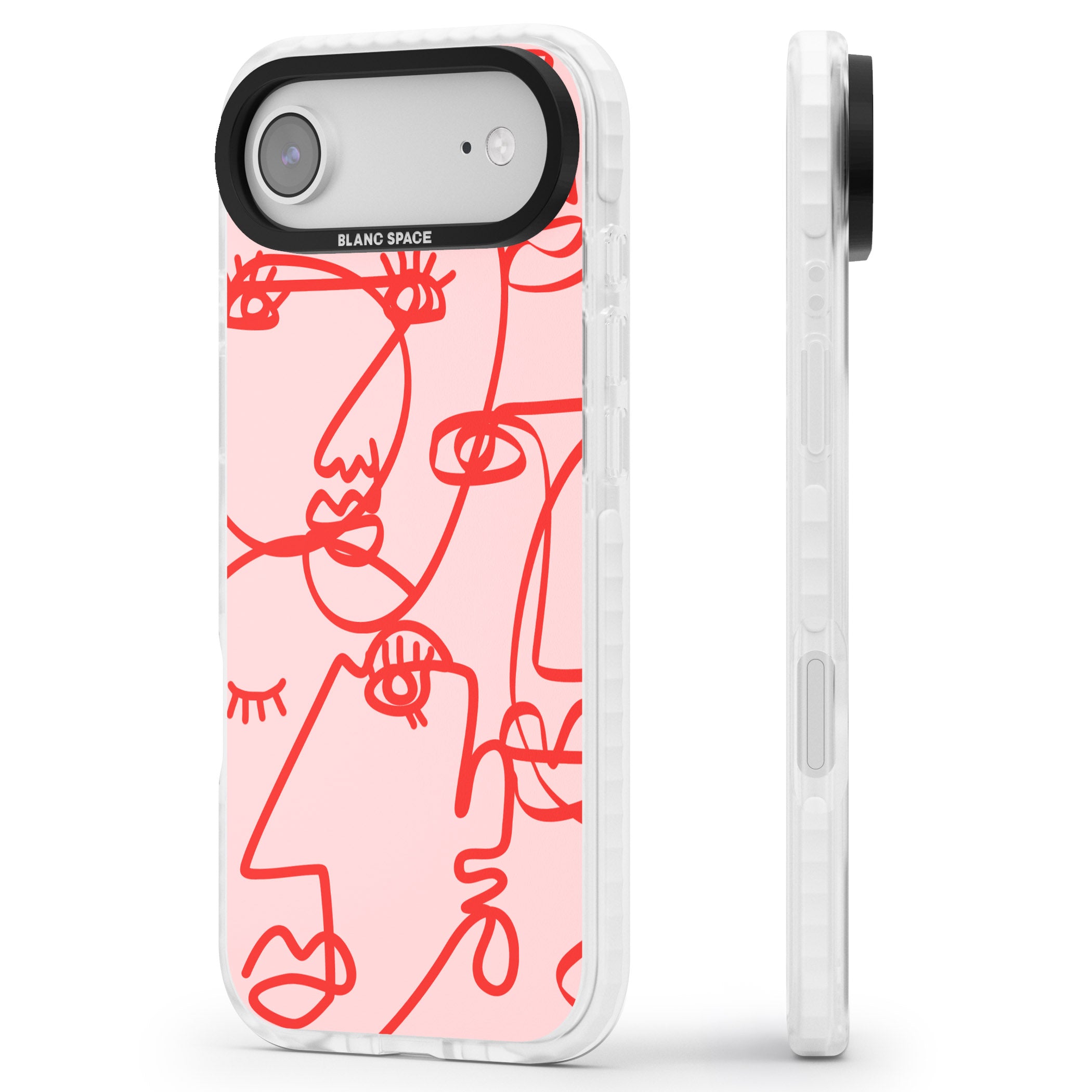 Red Line Art iPhone 17 Air Impact Pro Clear Phone Case Side Profile