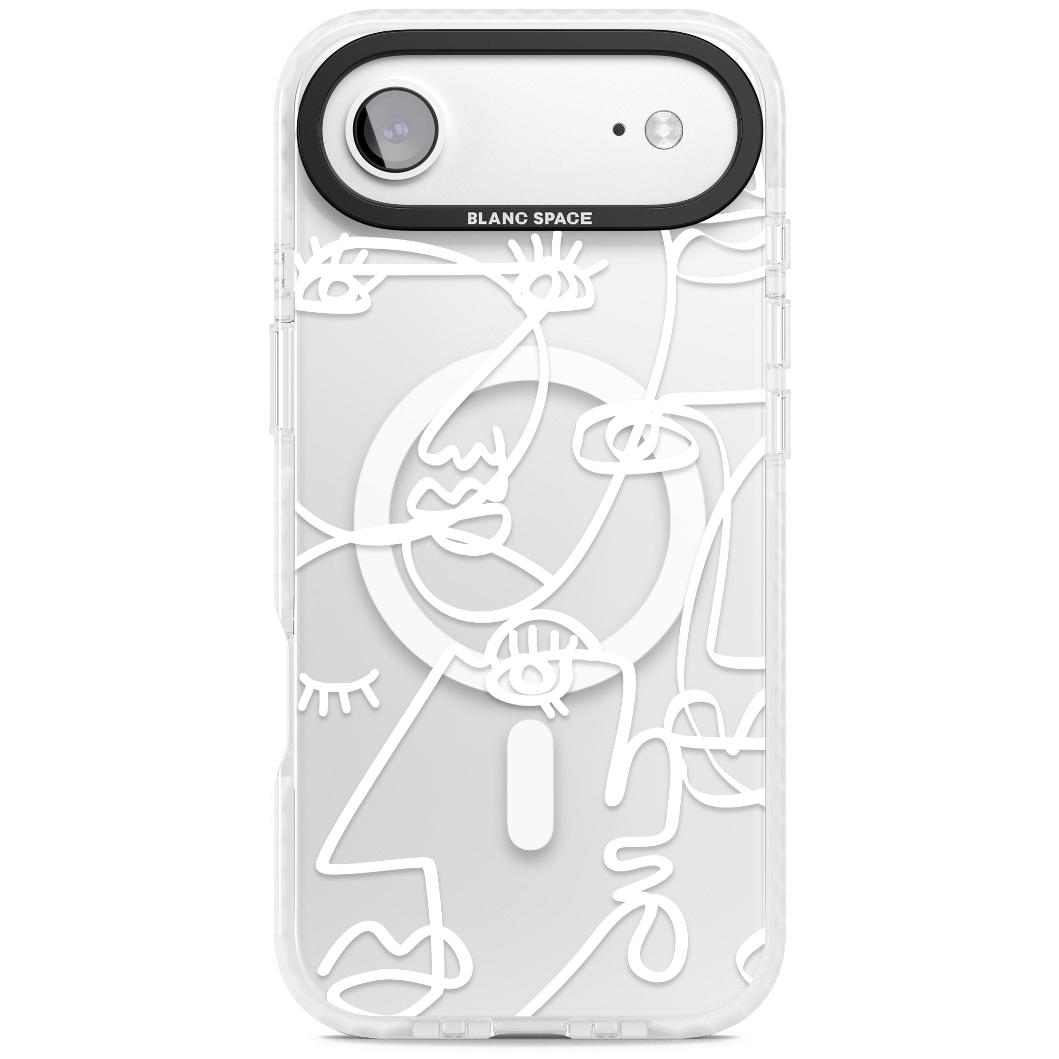 Abstract Line Art White Clear iPhone 17 Air Impact Pro Clear Phone Case