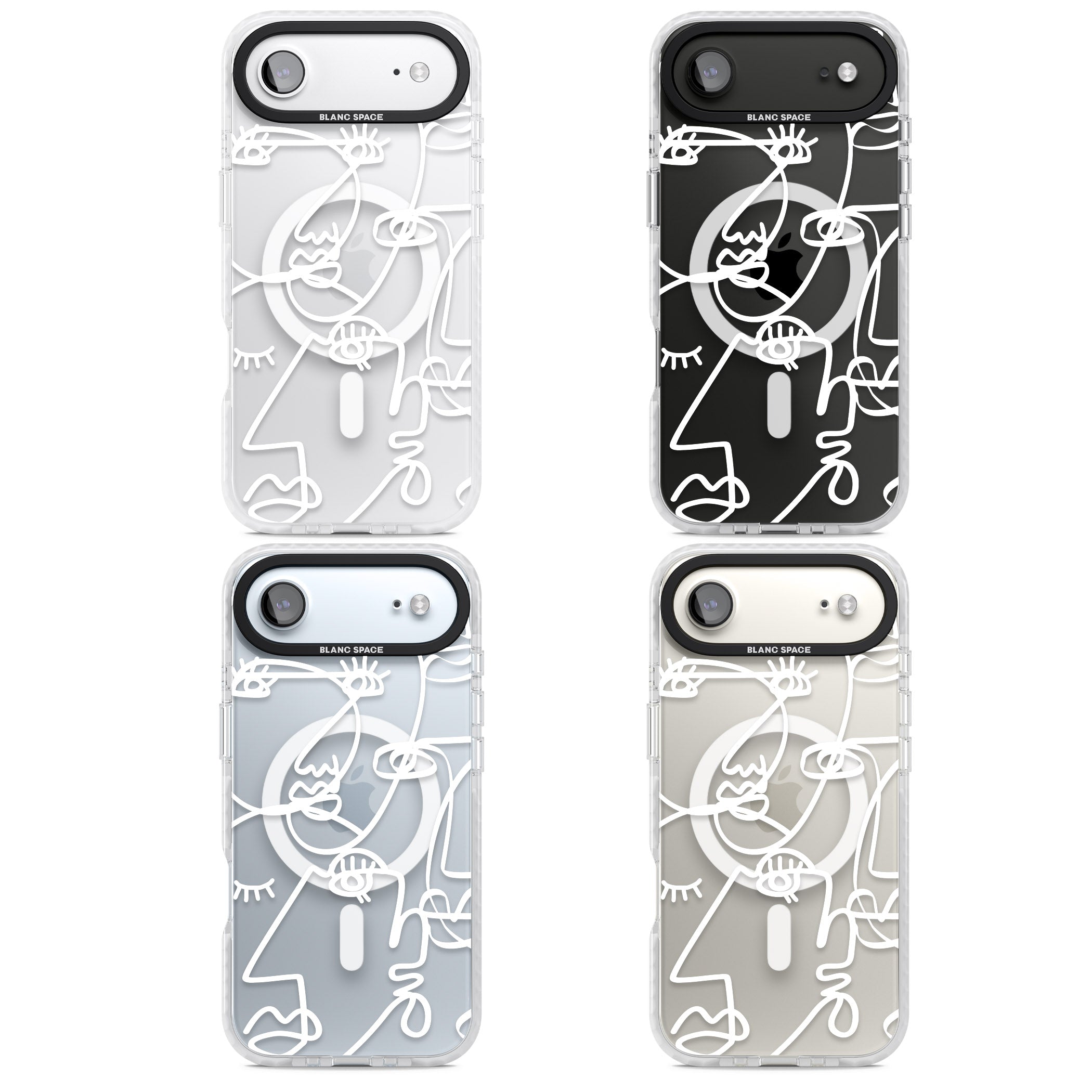 Abstract Line Art White Clear iPhone 17 Air Impact Pro Clear Phone Case APT Impact Protection