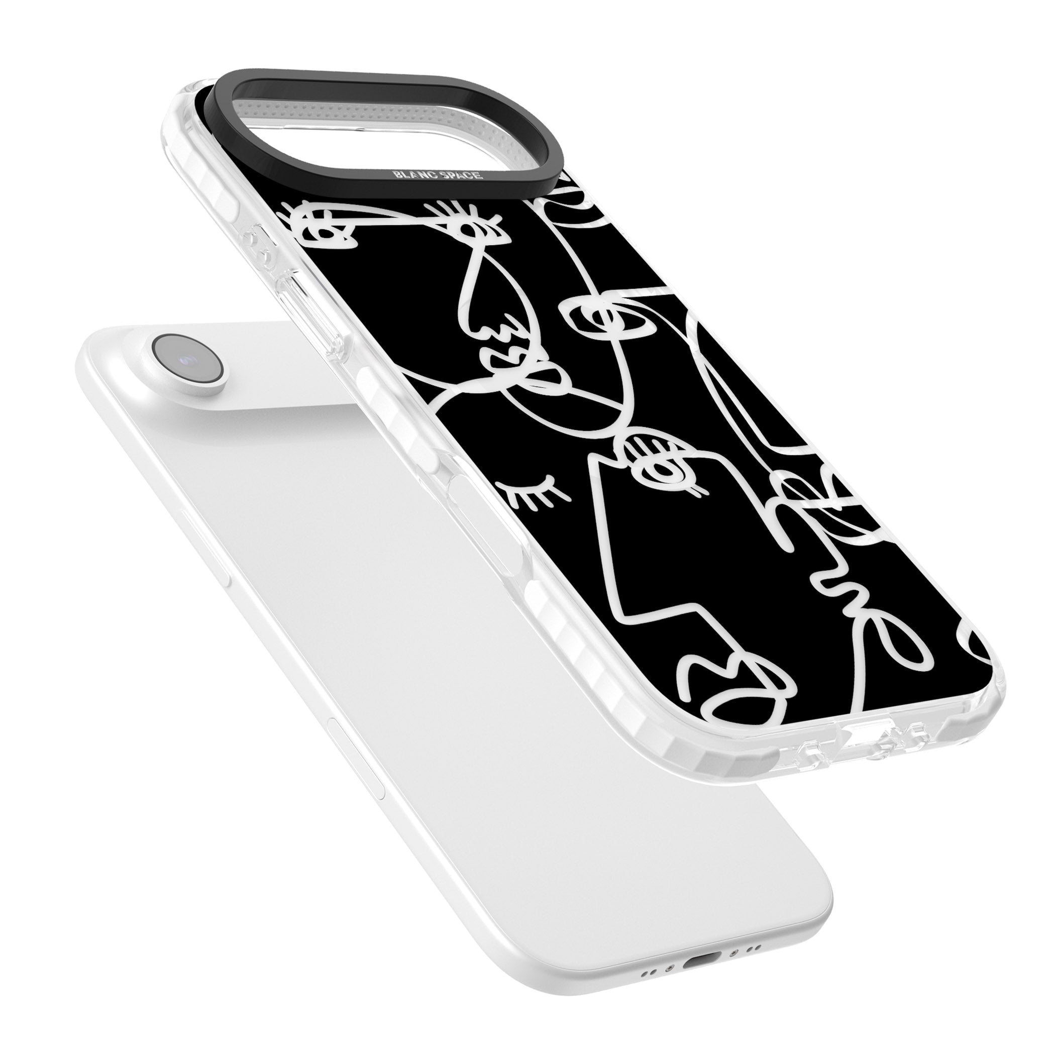 Abstract Line Art Clear Black iPhone 17 Air Impact Pro Clear Phone Case Colours