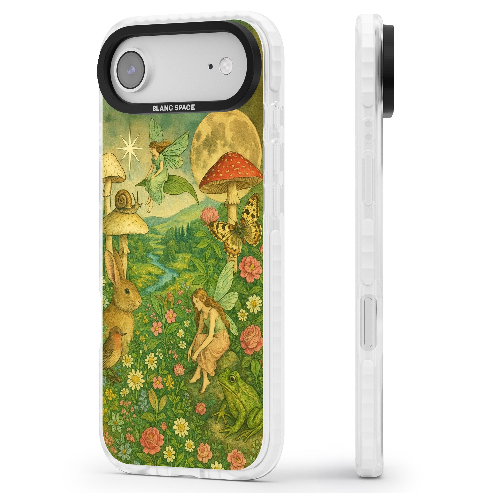Fairies & Flowers iPhone 17 Air Impact Pro Clear Phone Case Side Profile