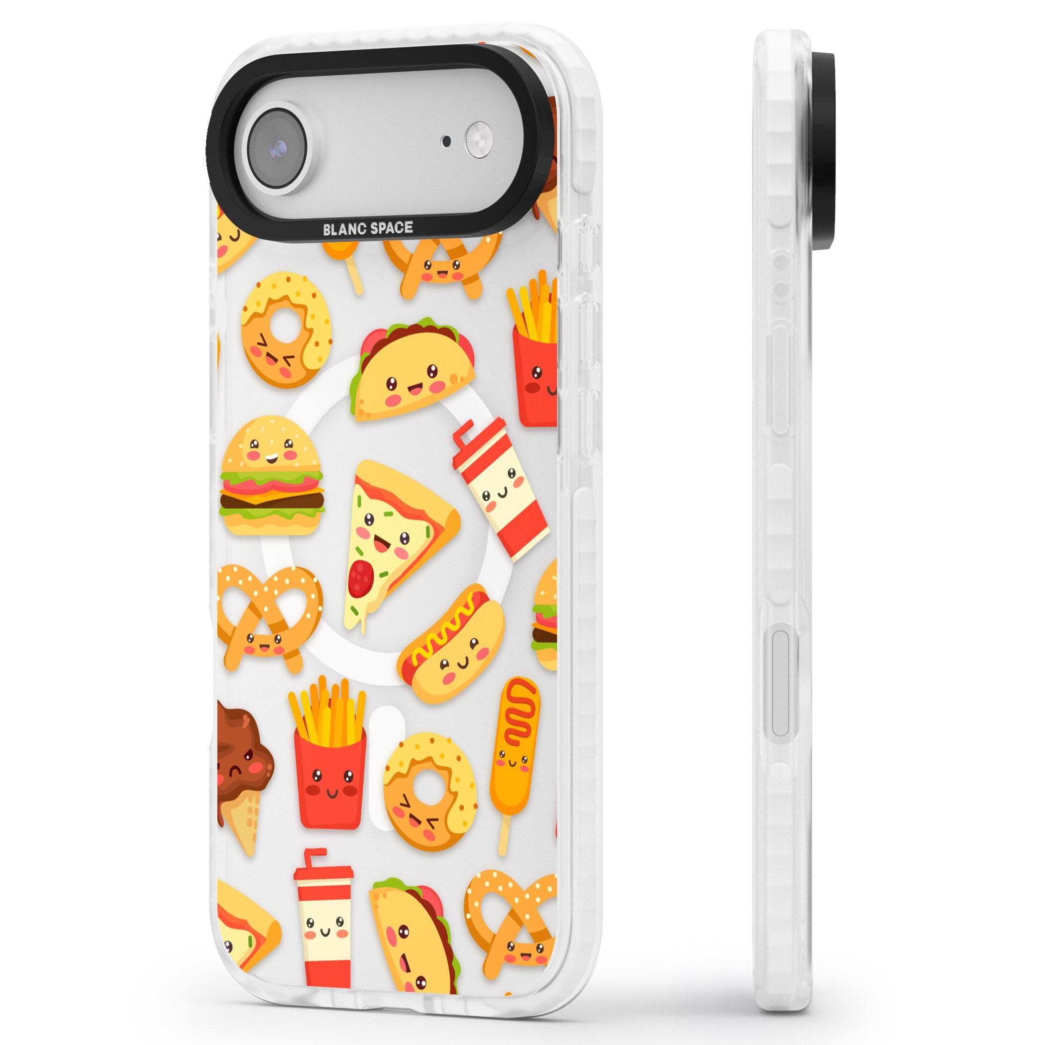 Fast Food Patterns Kawaii Fast Food Mix iPhone 17 Air Impact Pro Clear Phone Case Side Profile
