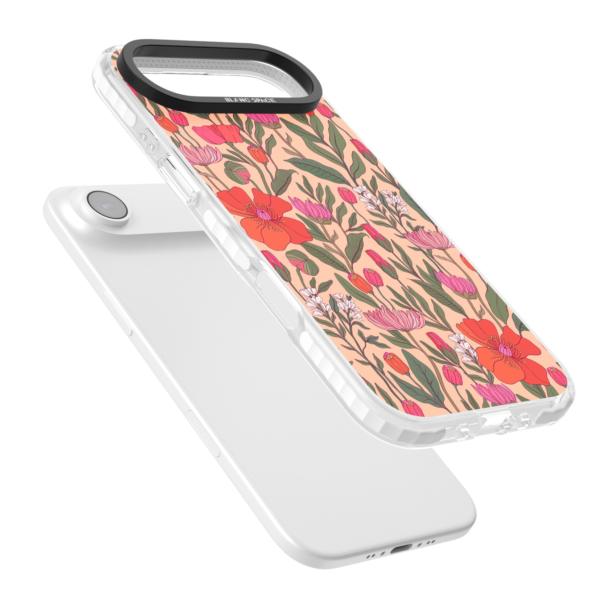 Peachy Floral Background iPhone 17 Air Impact Pro Clear Phone Case Colours