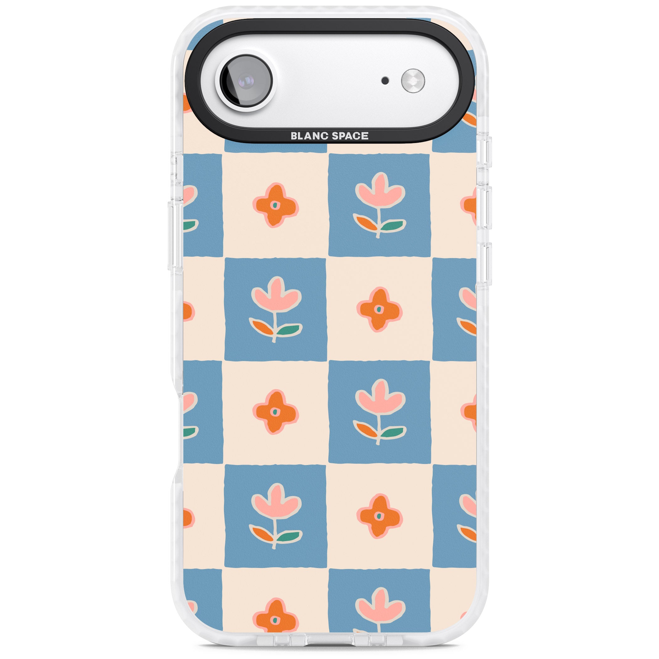 Vintage Bloom Checkered iPhone 17 Air Impact Pro Clear Phone Case