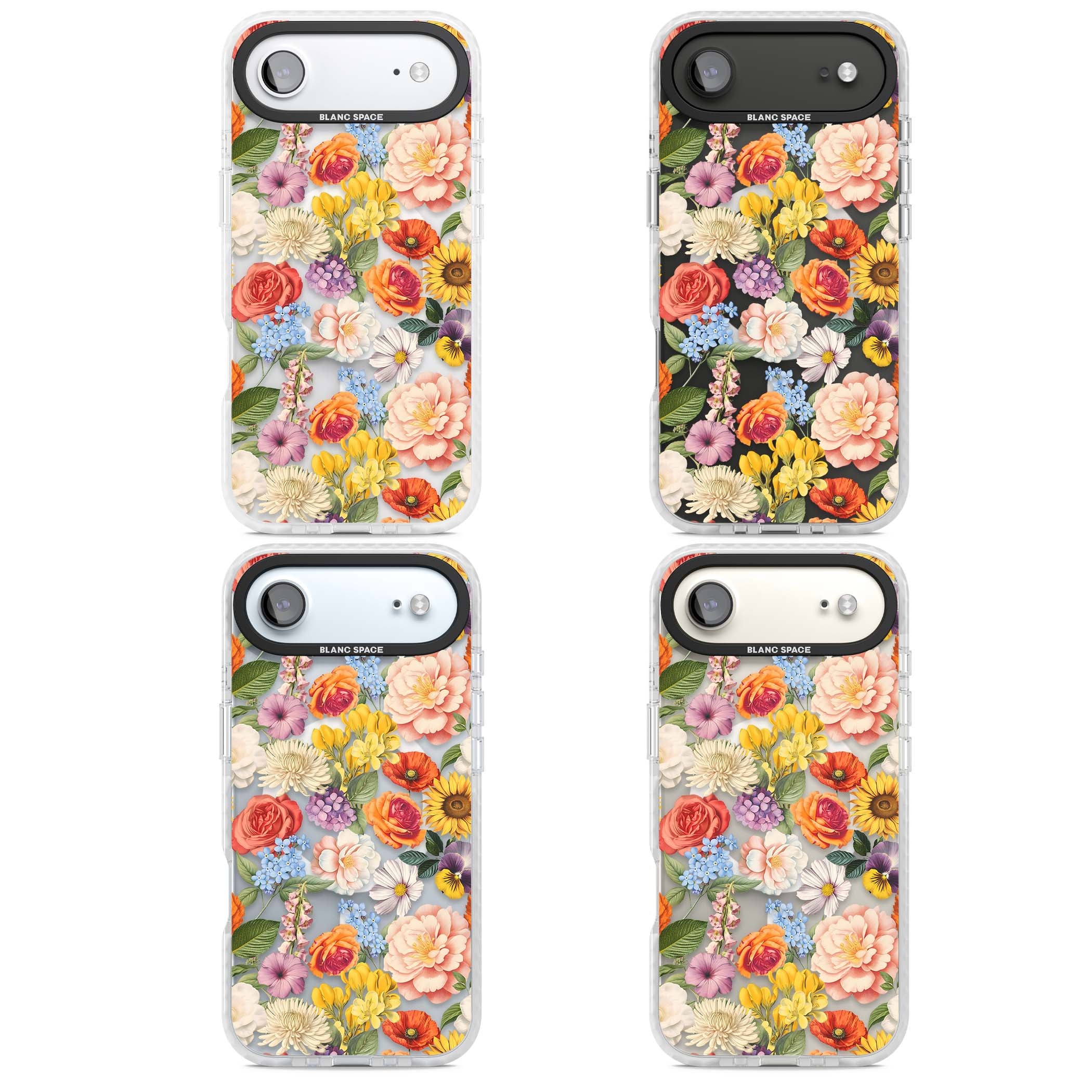 Bloom Basket floral iPhone case featuring cottage garden flowers including peonies, sunflowers, and wildflowers in pastel col | Impact Magsafe case for iPhone Air