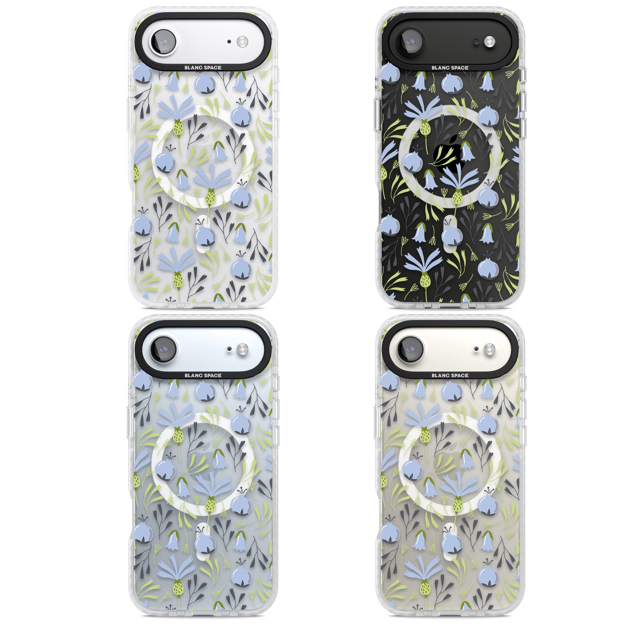 Blue Flora Bloom iPhone 17 Air Impact Pro Clear Phone Case APT Impact Protection